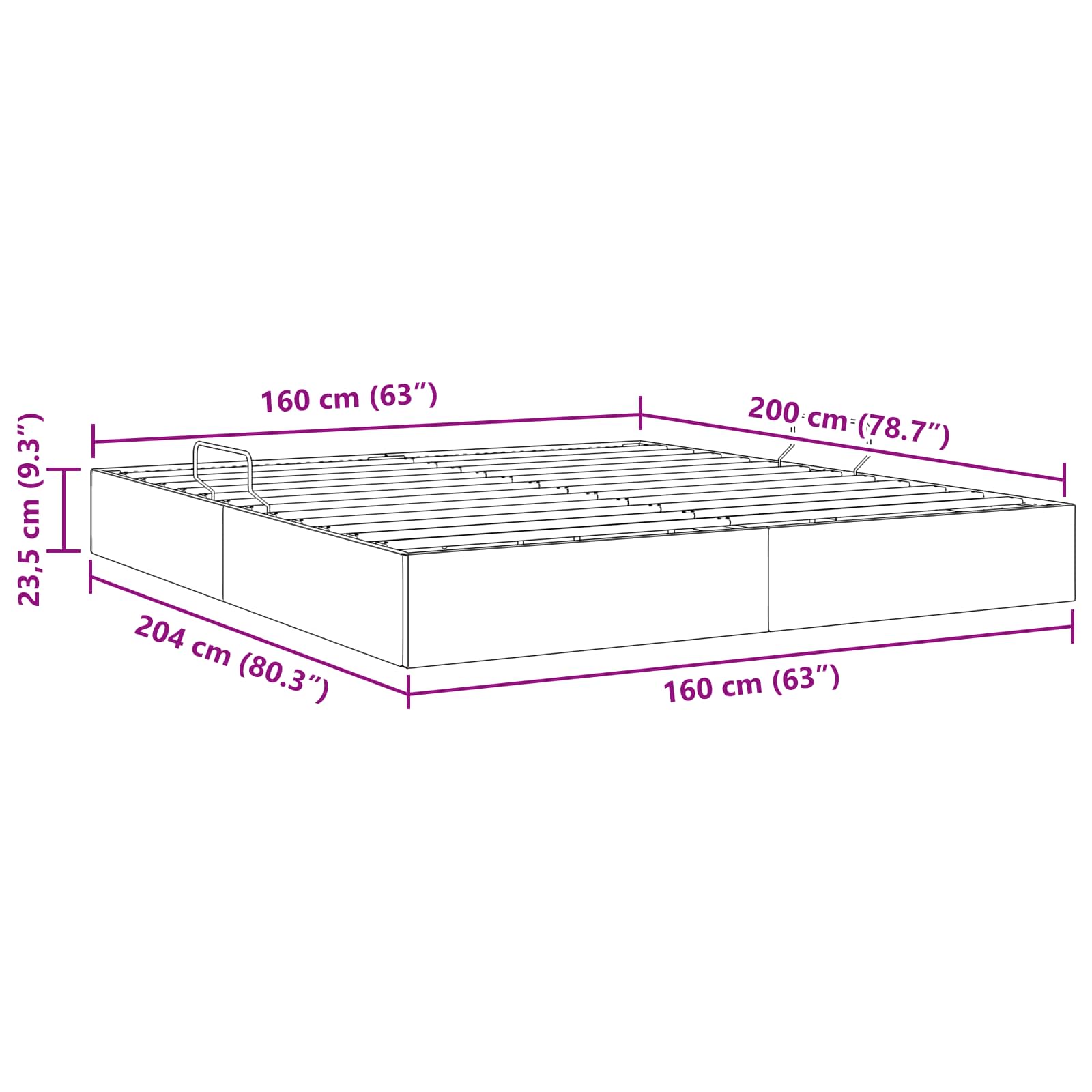 Otomanski krevet s pohranom Tamno plava 160 x 200 cm Baršun