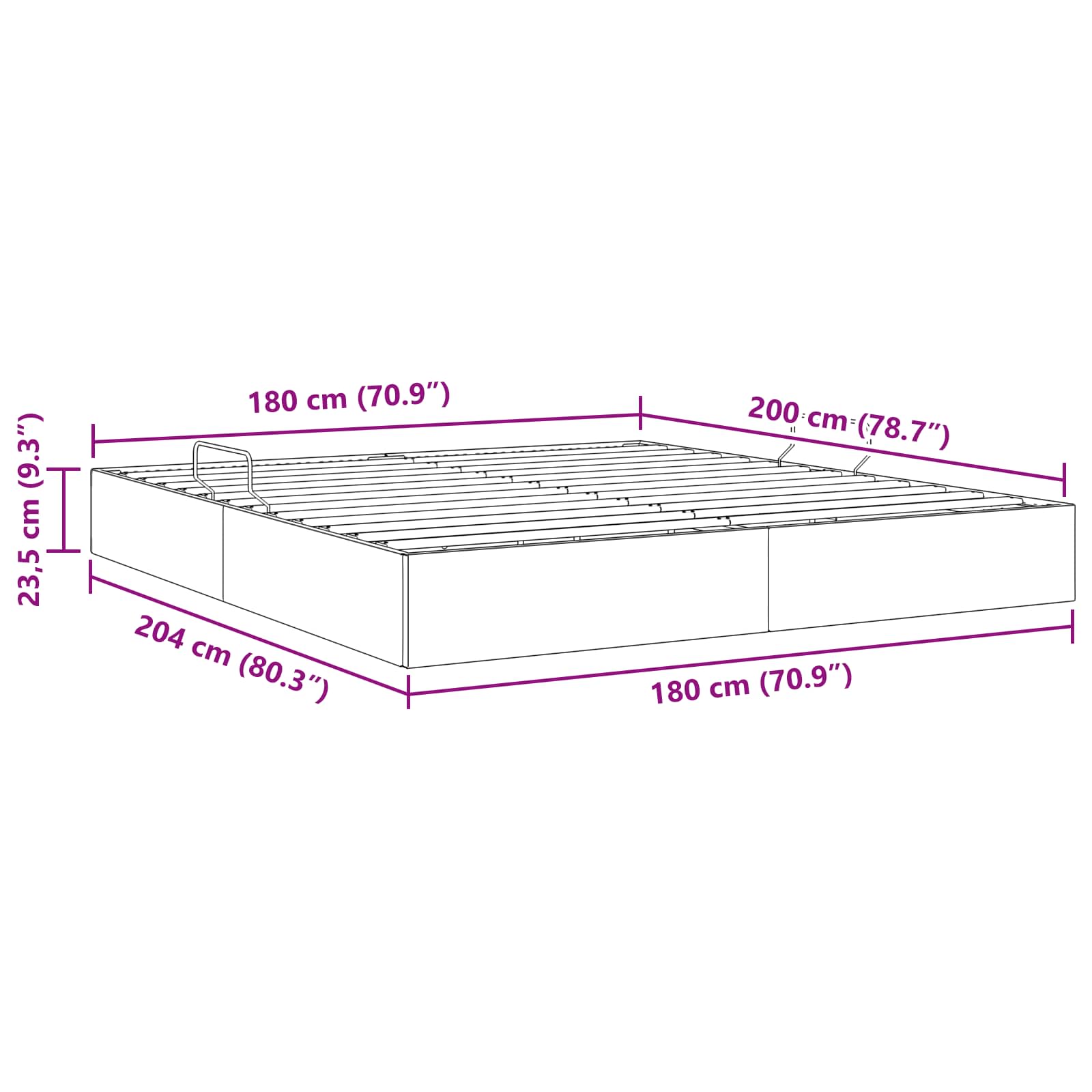 Otomanski krevet s pohranom Svjetlosiva 180 x 200 cm Baršun