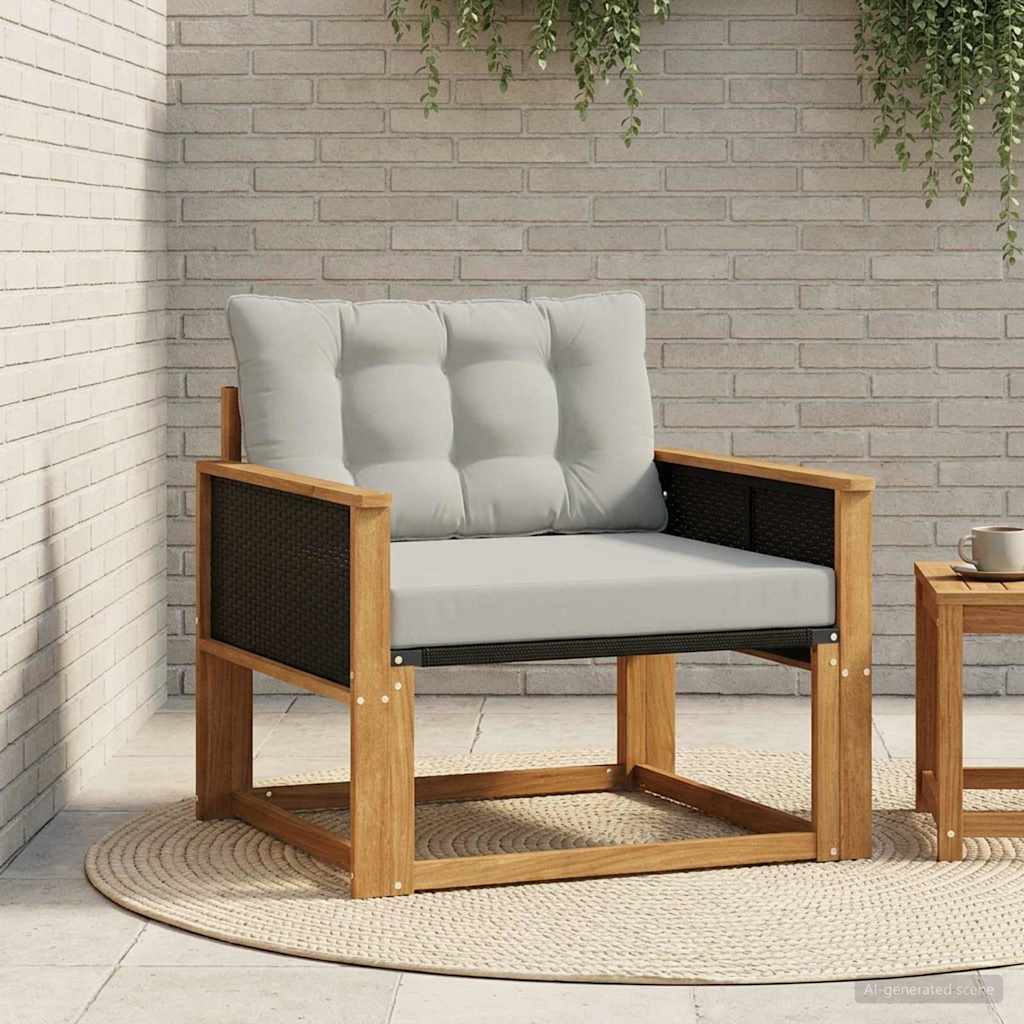 Set vanjskih sofa Čvrsto drvo akacije i Textilene Prirodna