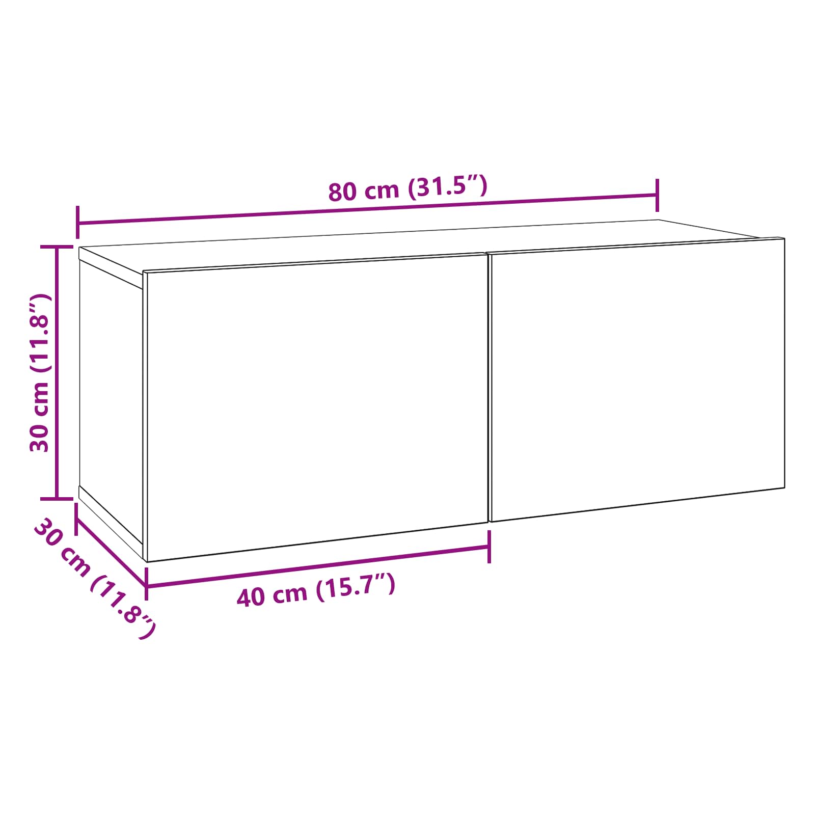 Set TV komoda 6 pcs 80 x 30 x 30 cm Crni hrast