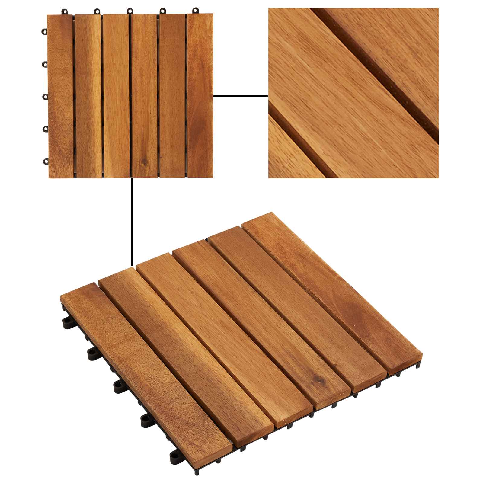 Pločice za decking 20 pcs Smeđa 30 x 30 cm Acacijsko drvo