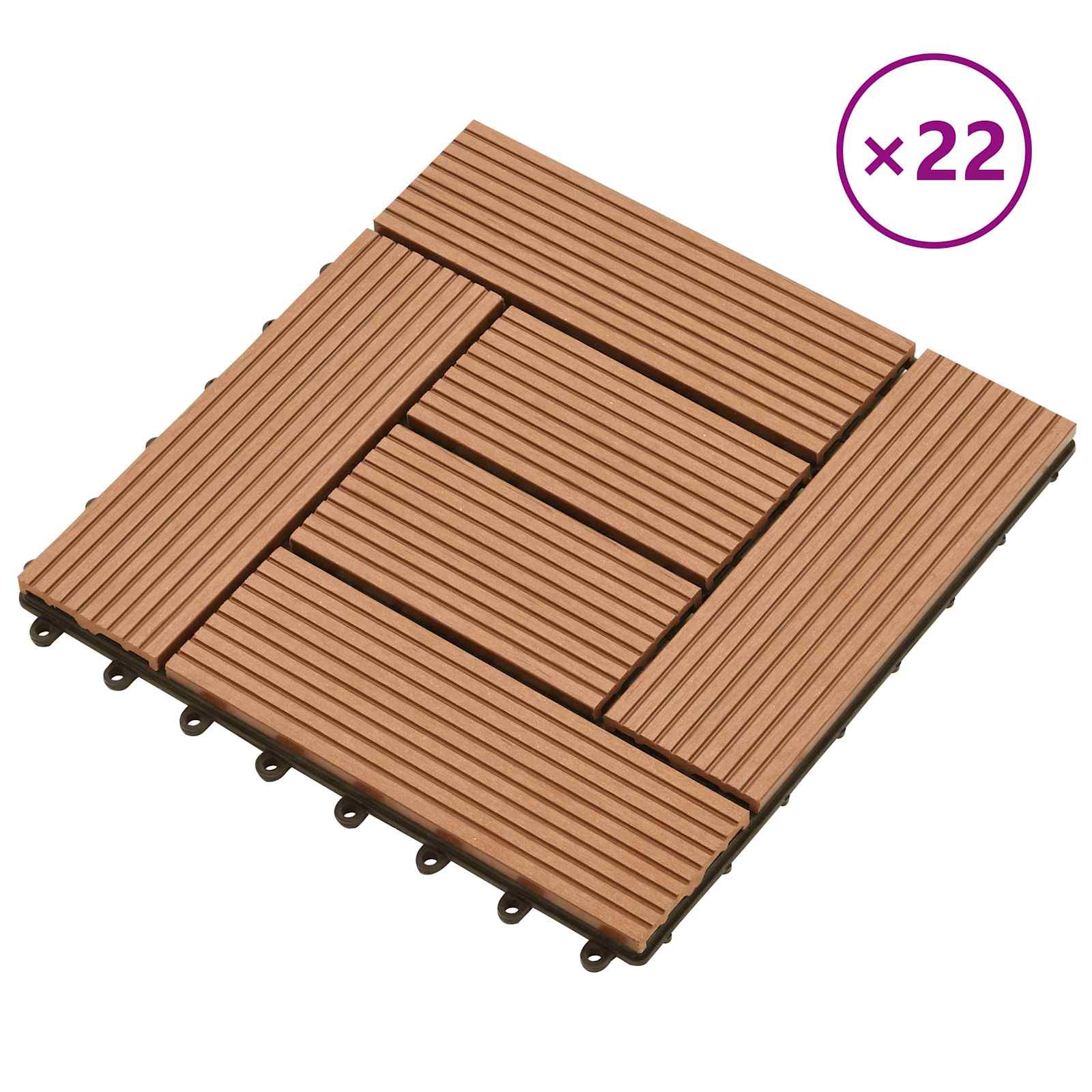 Pločice za decking 22 pcs Smeđa 30 x 30 cm Drvoplastična smjesa