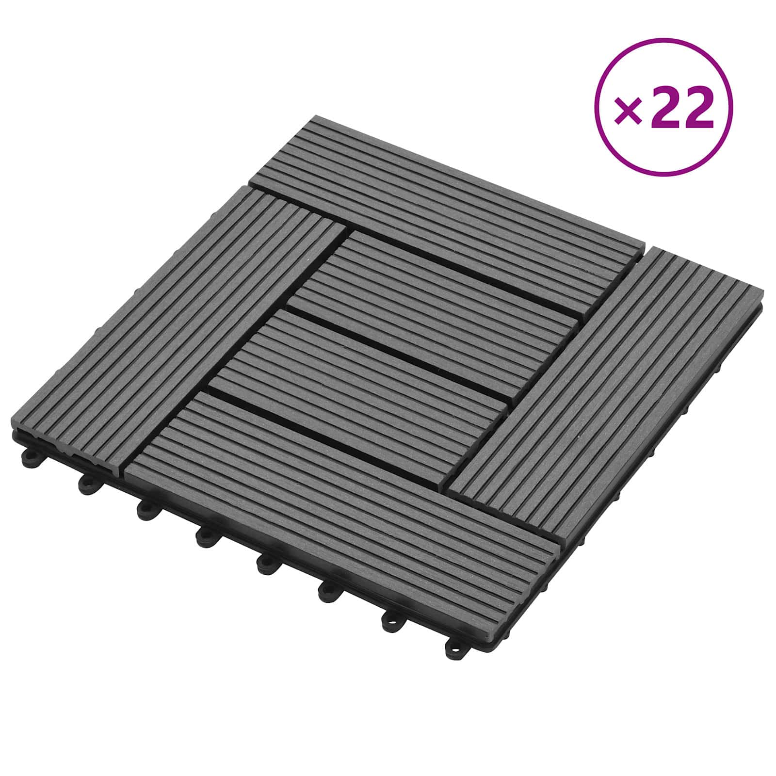 Pločice za decking 22 pcs Siva 30 x 30 cm Drvoplastična smjesa