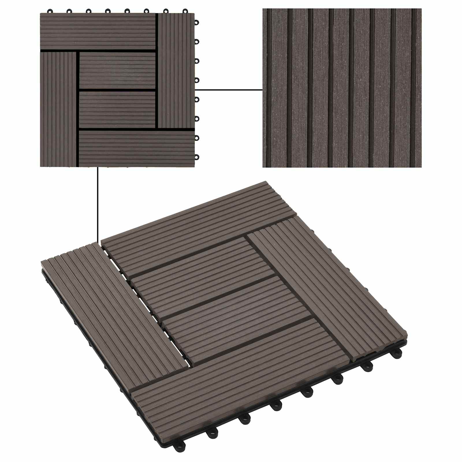 Pločice za decking 22 pcs Tamno smeđa 30 x 30 cm