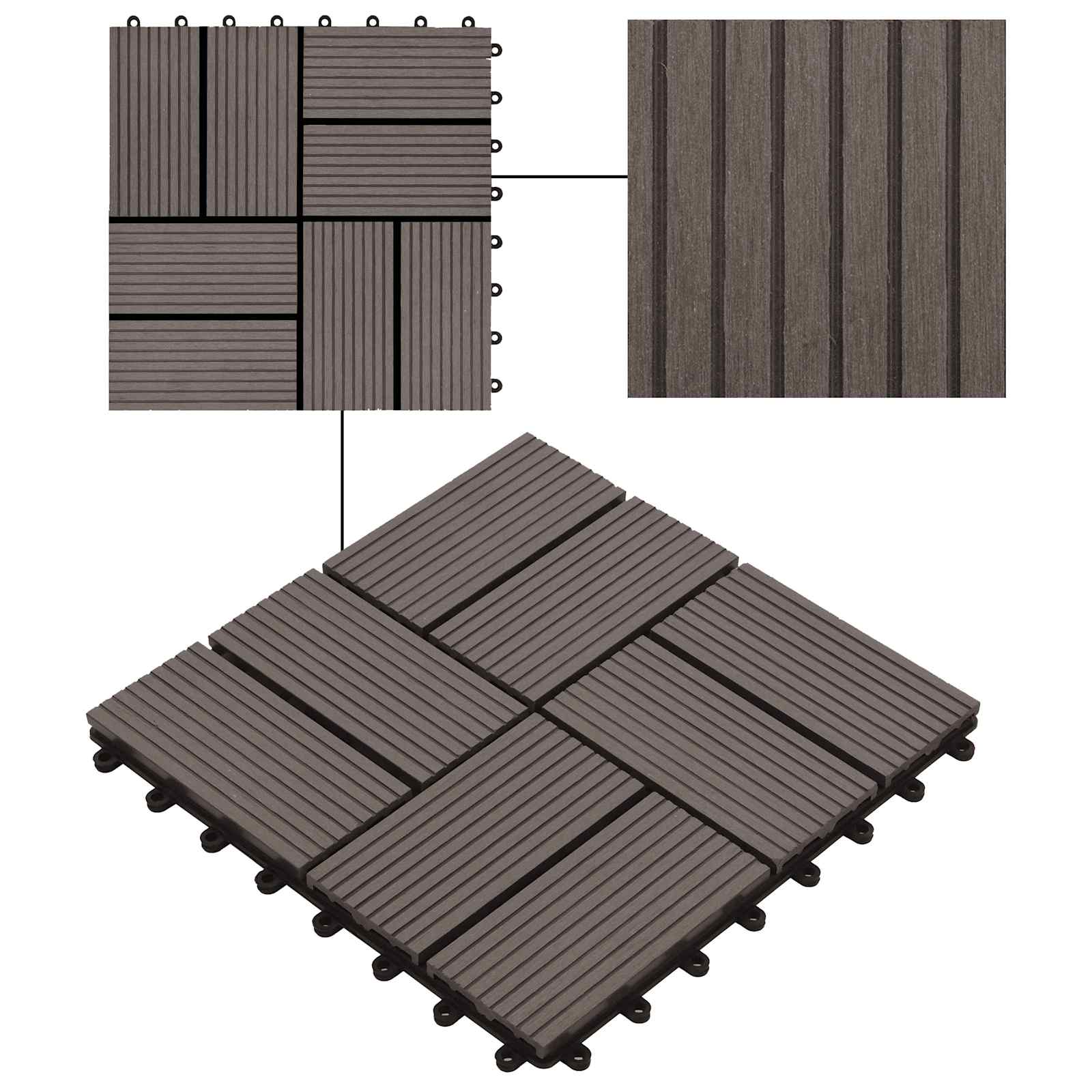 Pločice za decking 22 pcs Tamno smeđa 30 x 30 cm