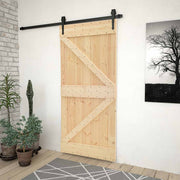 Klizna vrata Prirodna i crna 90 x 210 cm Masivna borovina