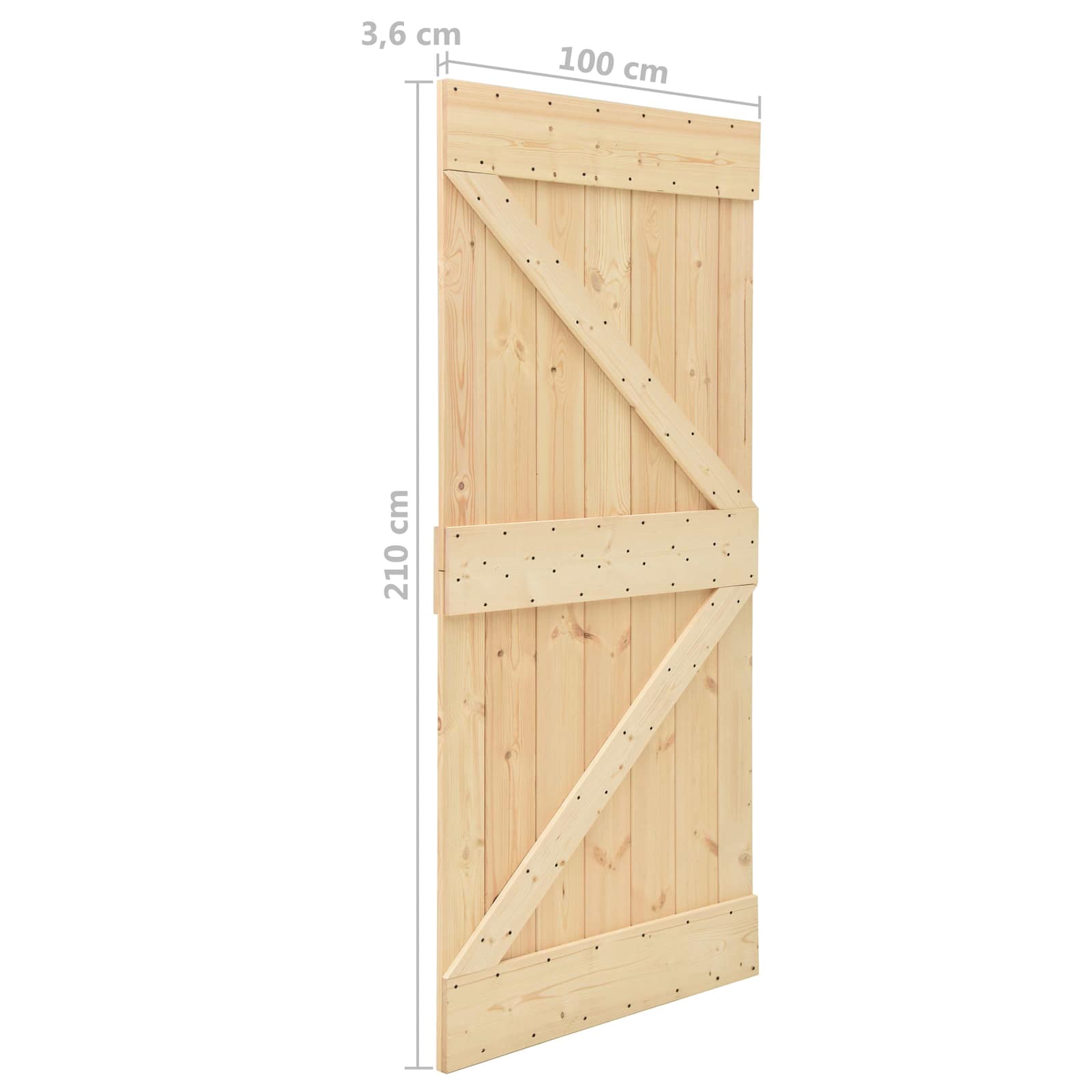Klizna vrata Prirodna i crna 100 x 210 cm Masivna borovina