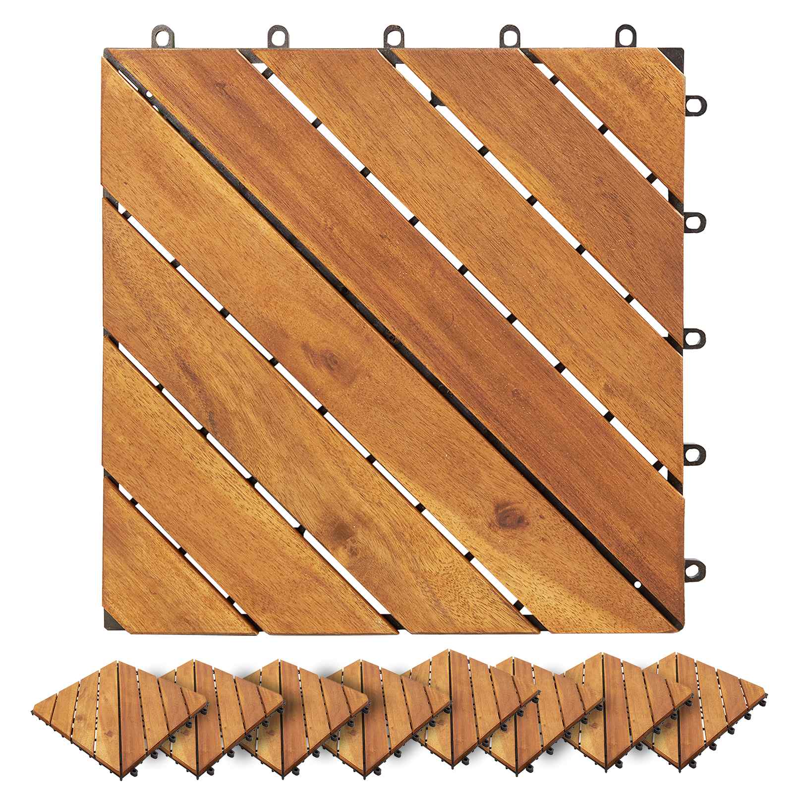 Pločice za decking 20 pcs Smeđa 30 x 30 cm Acacijsko drvo