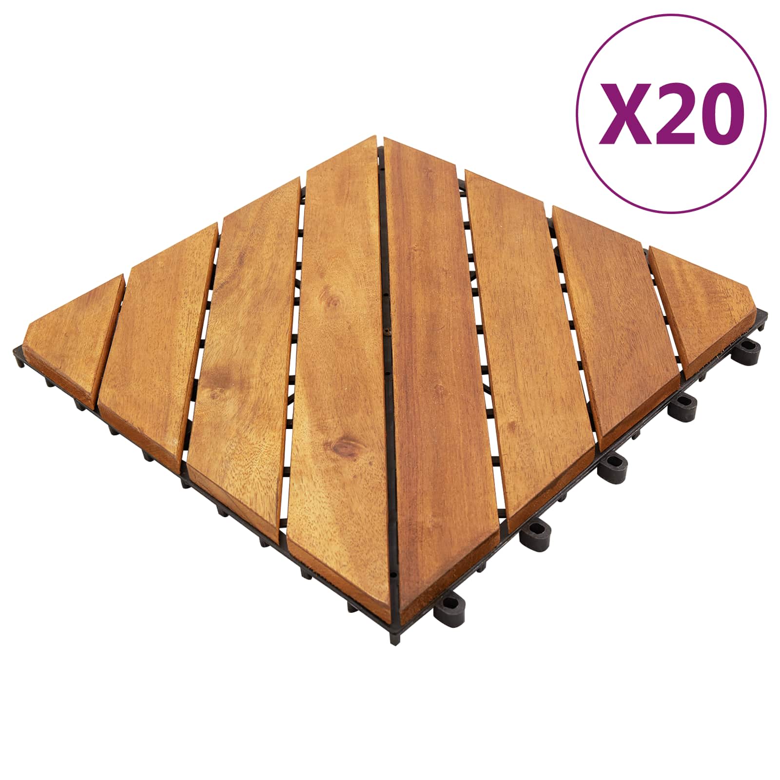 Pločice za decking 20 pcs Smeđa 30 x 30 cm Acacijsko drvo