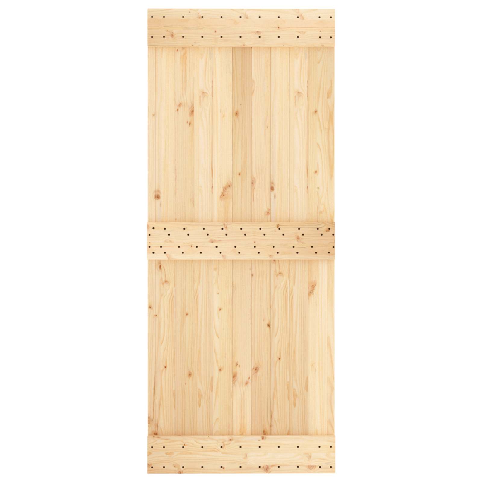 Klizna vrata Prirodna i crna 85 x 210 cm Čvrsta borovina