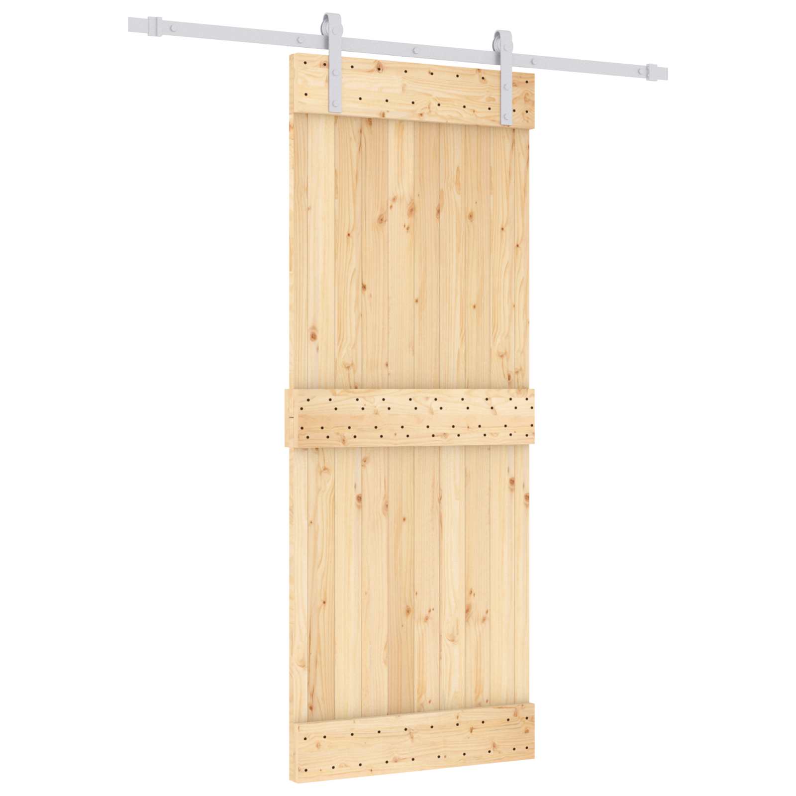 Klizna vrata Prirodna i bijela 80 x 210 cm Čvrsta borovina