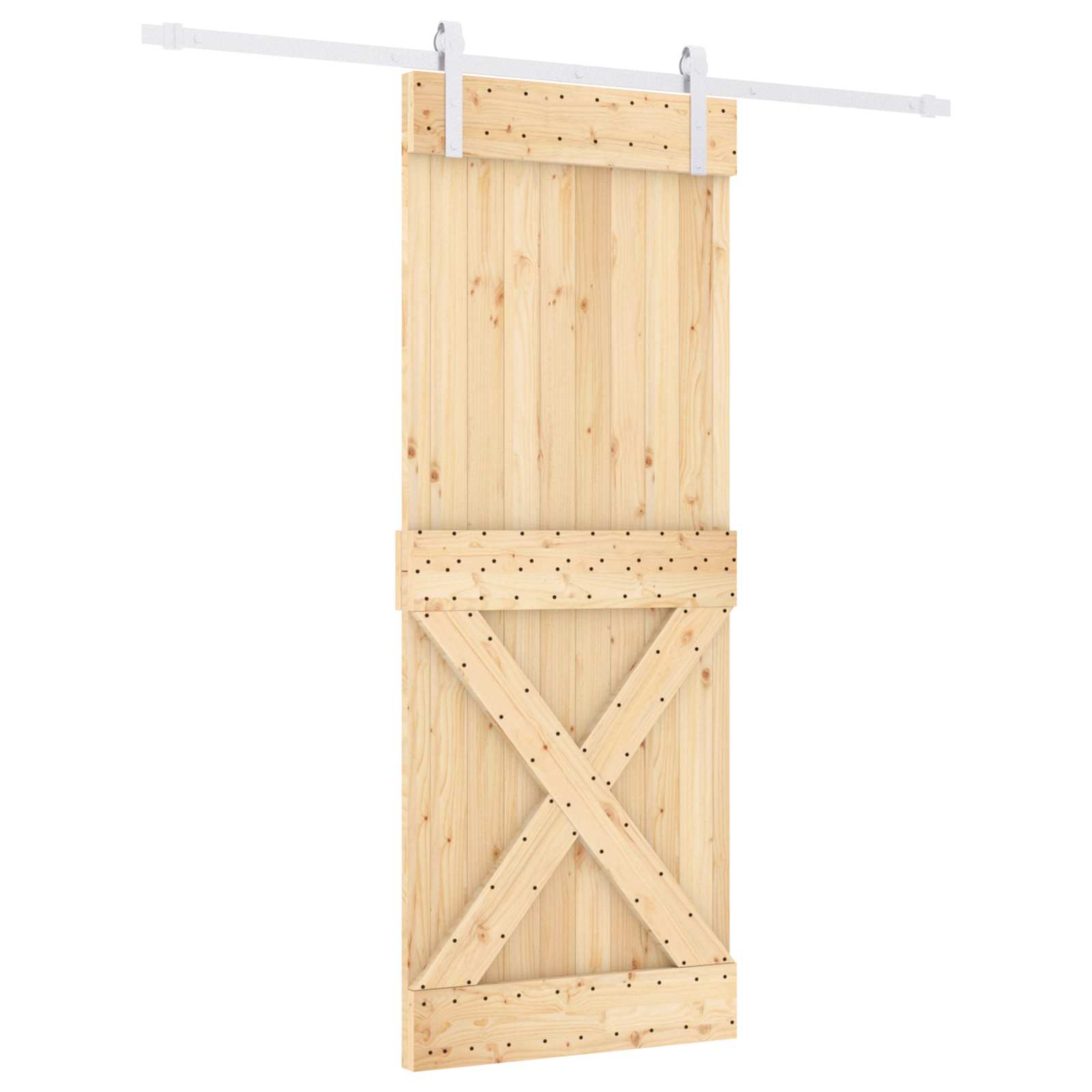 Klizna vrata Prirodna i bijela 80 x 210 cm Čvrsta borovina