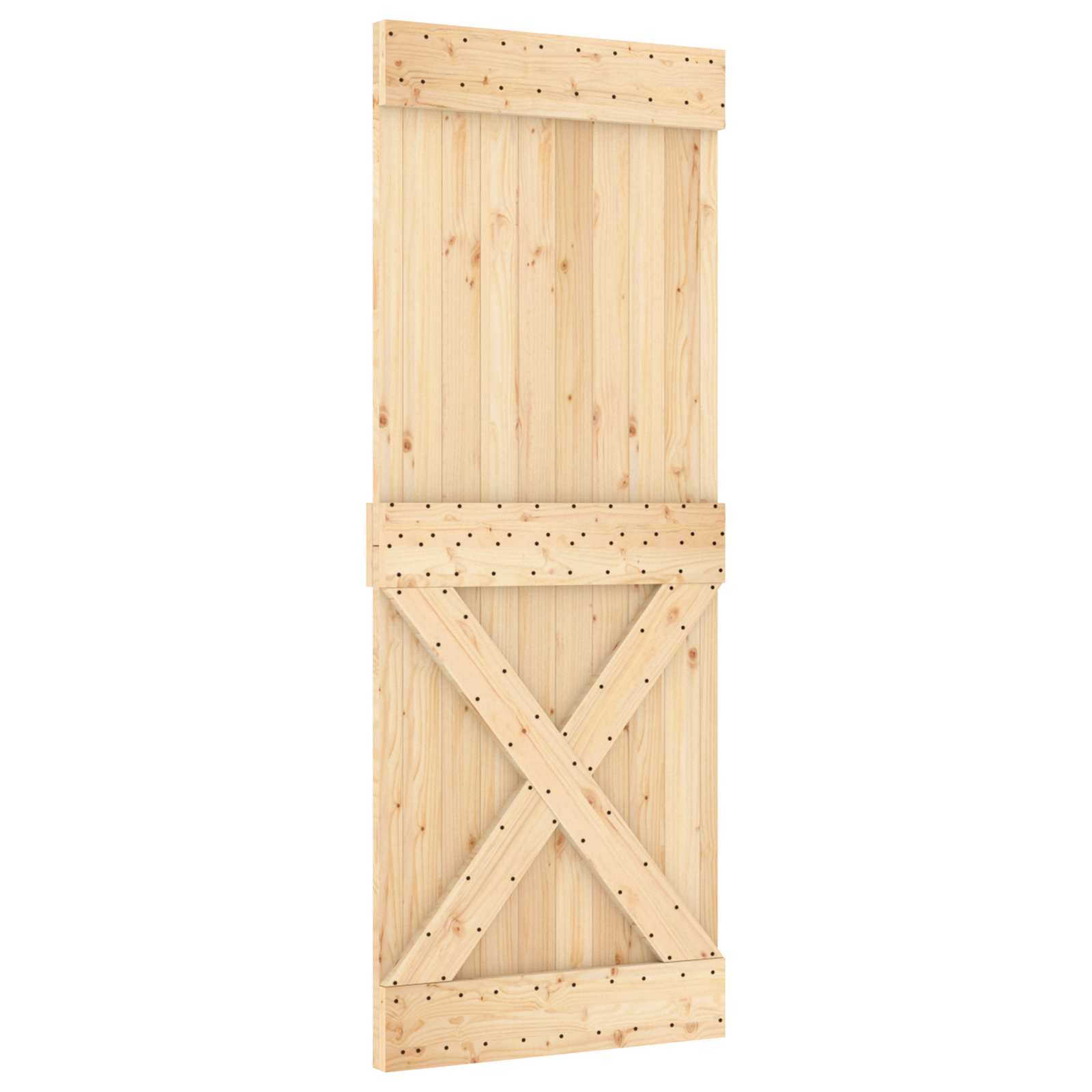 Klizna vrata Prirodna i crna 80 x 210 cm Čvrsta borovina