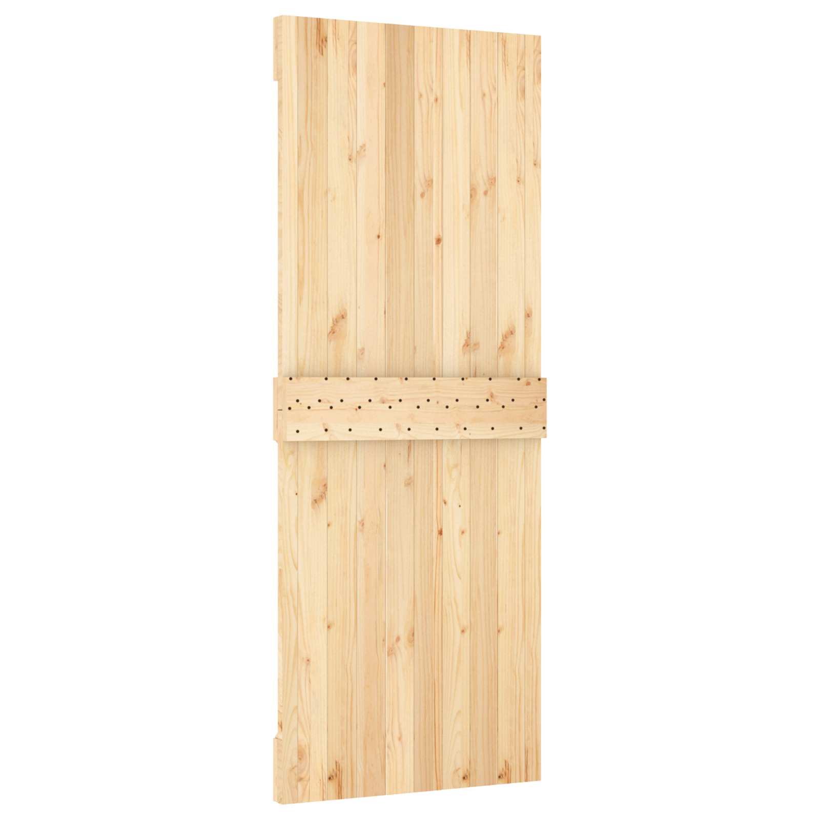 Klizna vrata Prirodna i crna 80 x 210 cm Čvrsta borovina