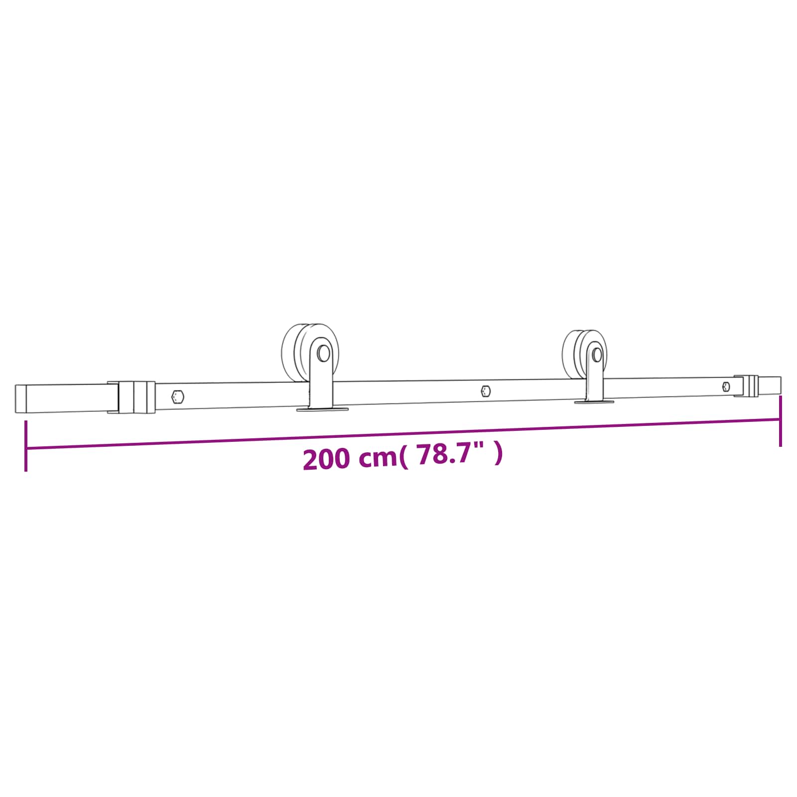 Klizna vrata Prirodna i crna 80 x 210 cm Čvrsta borovina