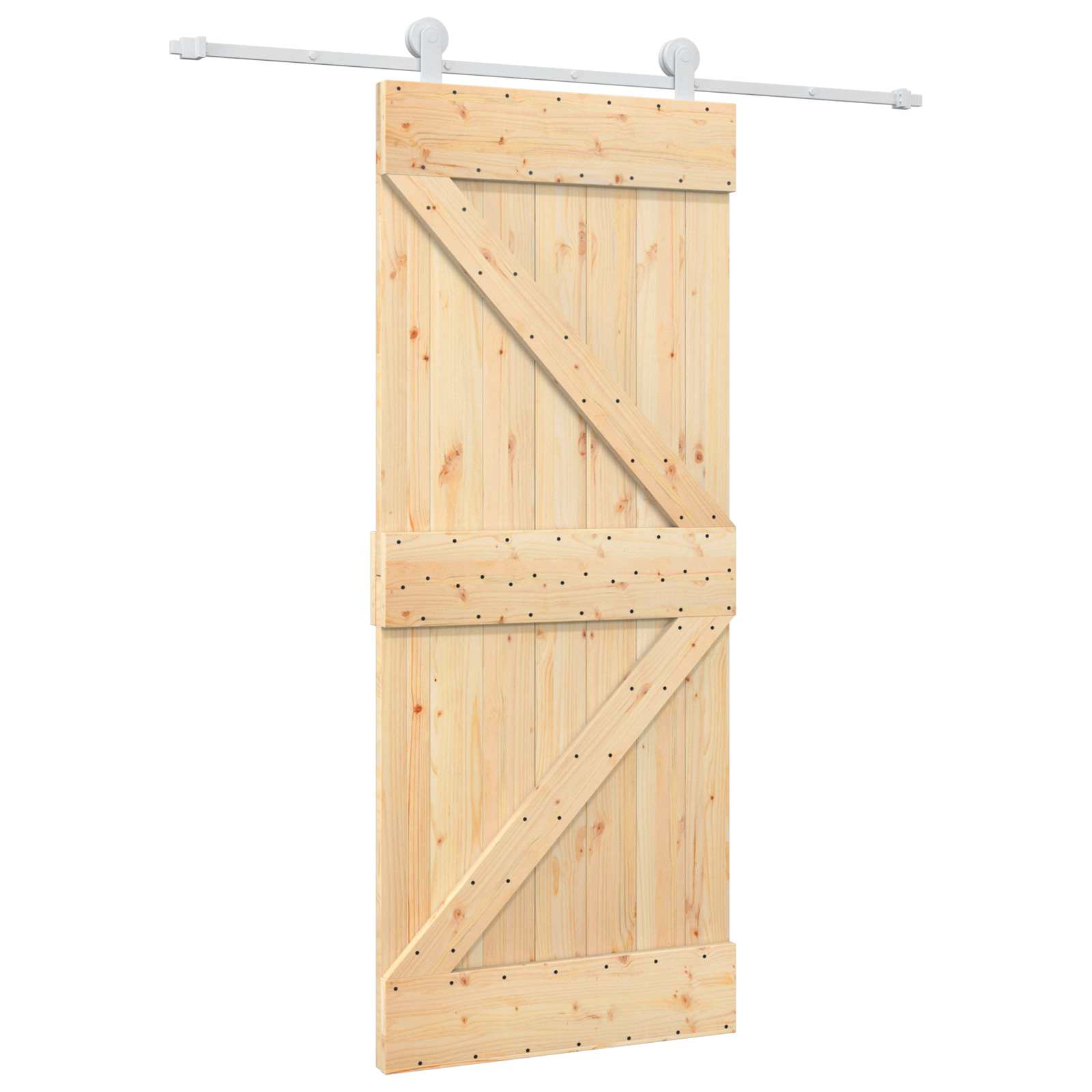 Klizna vrata Prirodna i bijela 85 x 210 cm Čvrsta borovina