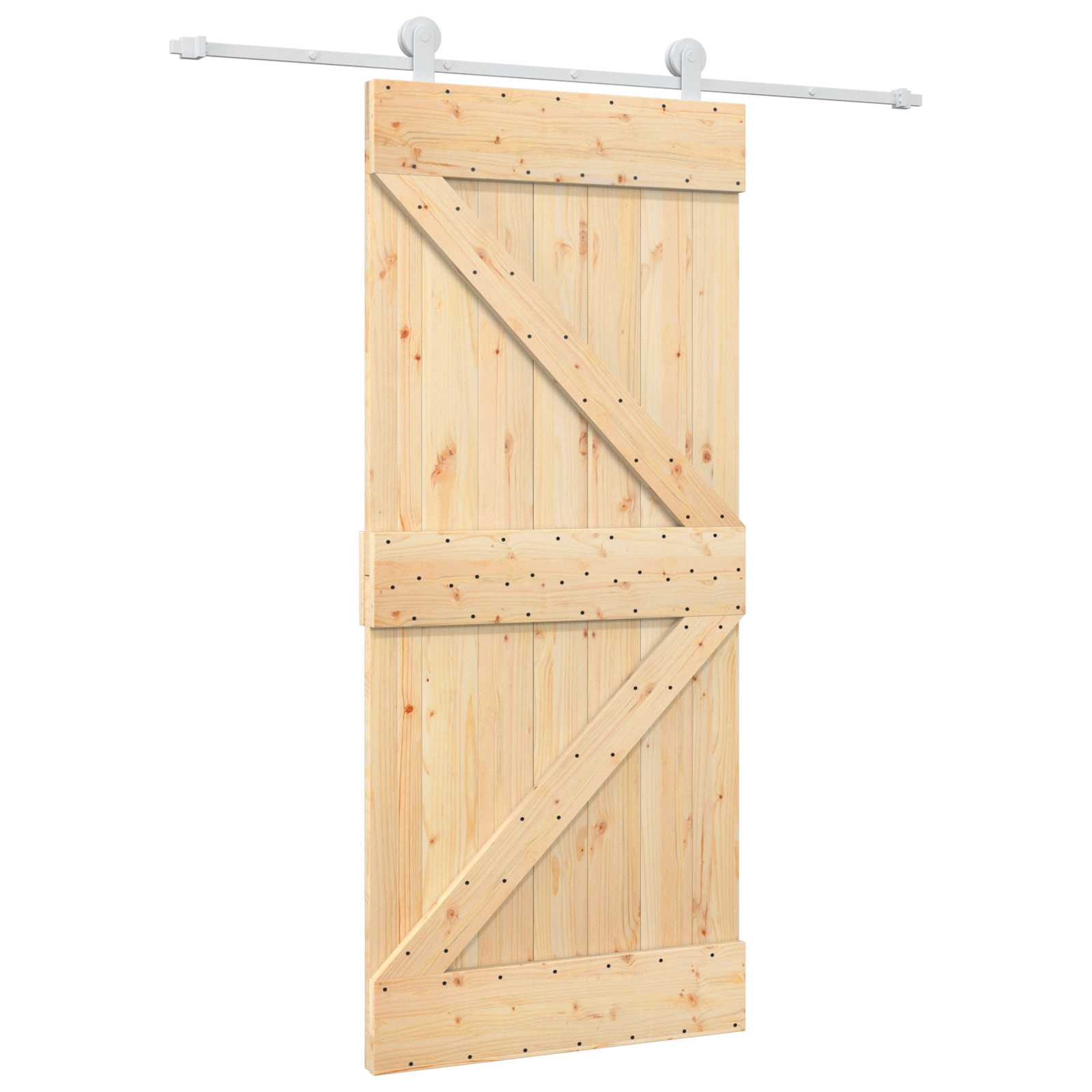 Klizna vrata Prirodna i bijela 90 x 210 cm Masivna borovina