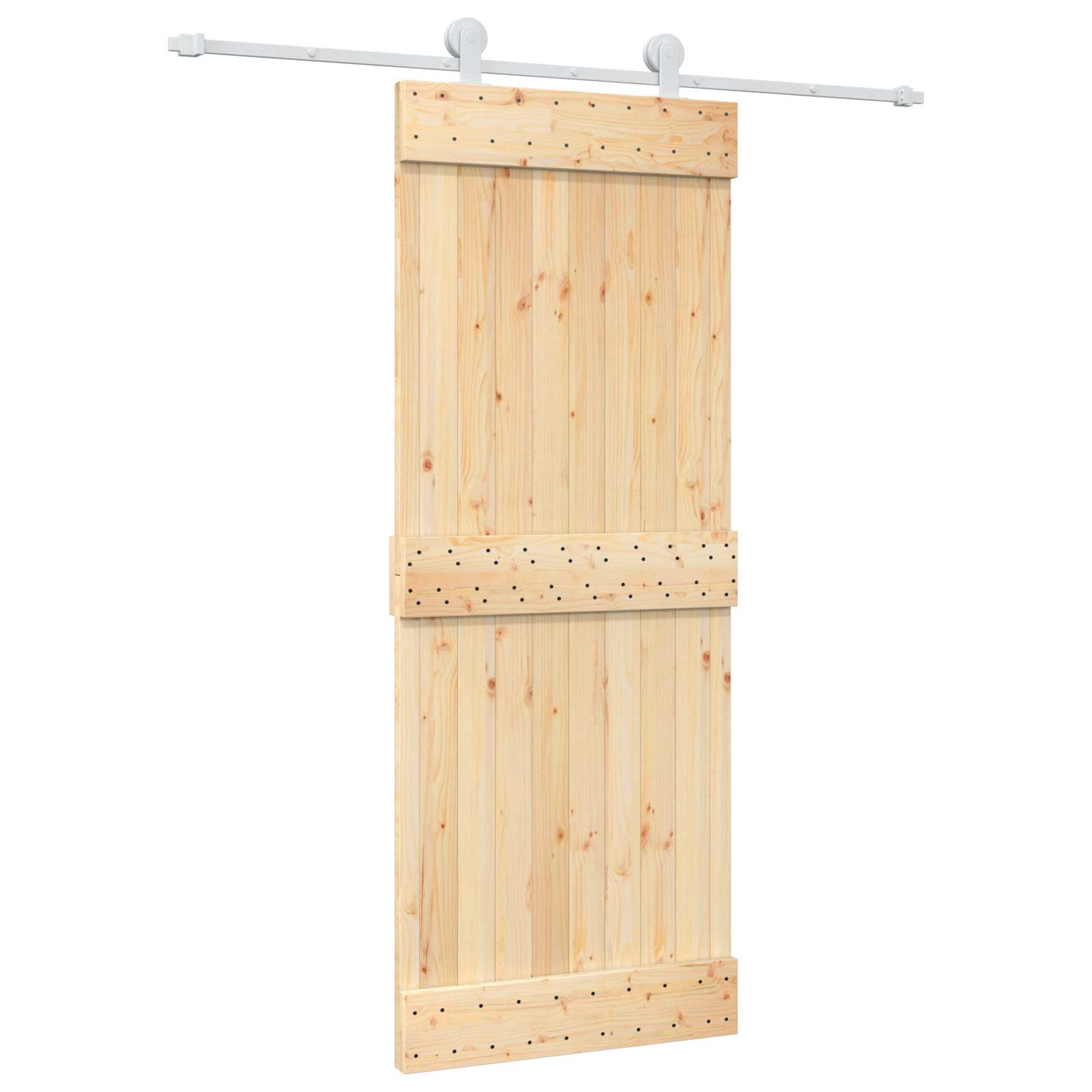Klizna vrata Prirodna i bijela 80 x 210 cm Čvrsta borovina