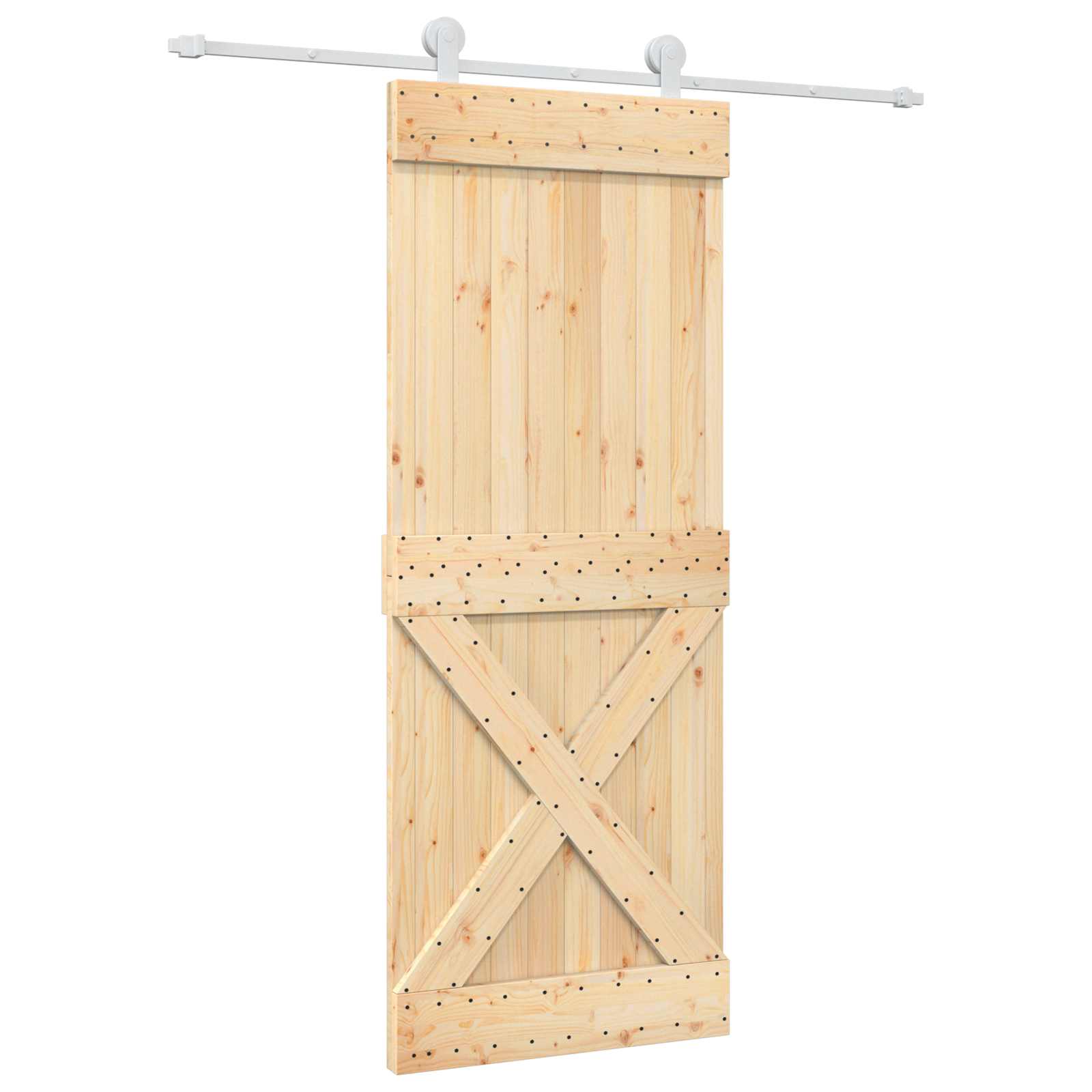 Klizna vrata Prirodna i bijela 80 x 210 cm Čvrsta borovina