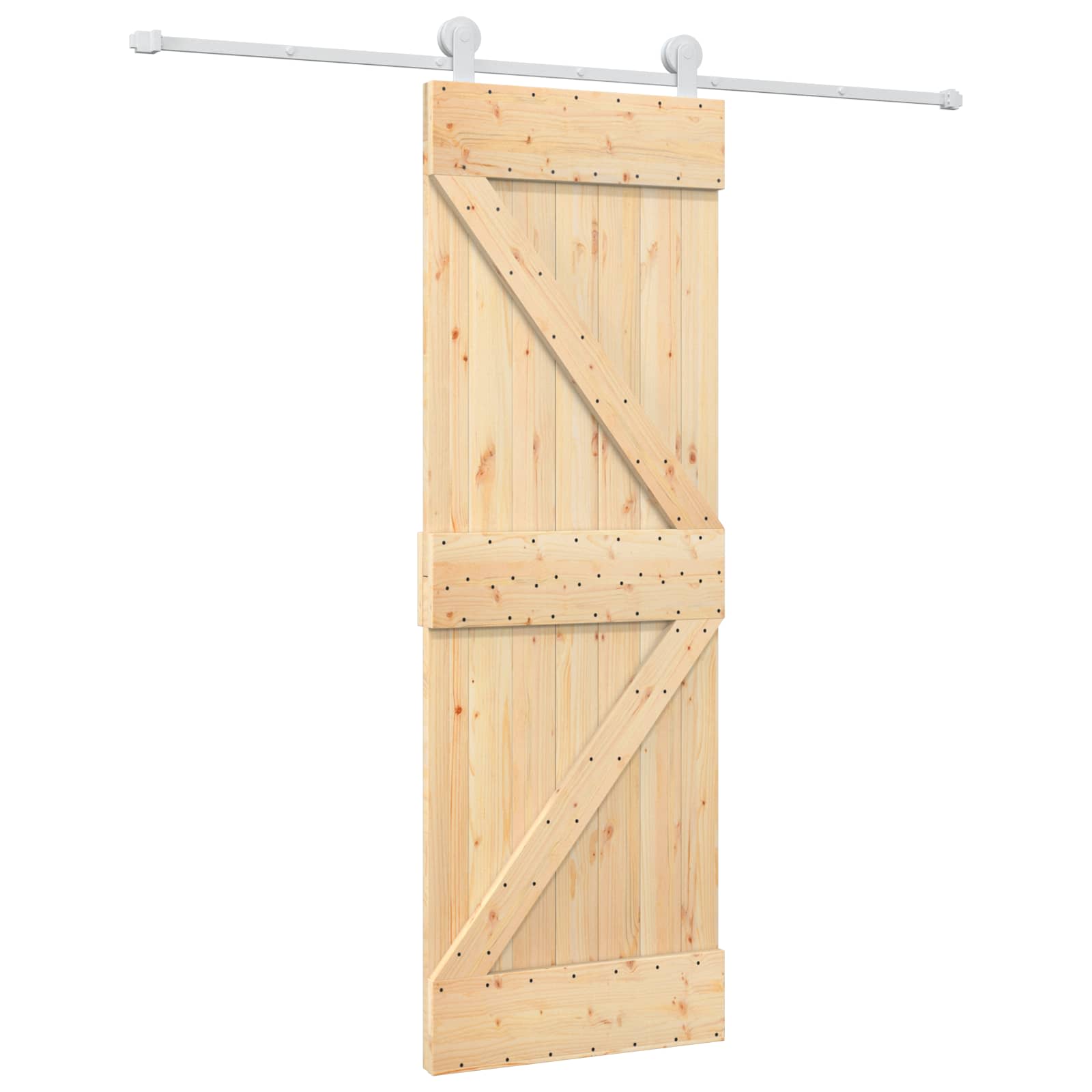 Klizna vrata Prirodna i bijela 70 x 210 cm Čvrsta borovina