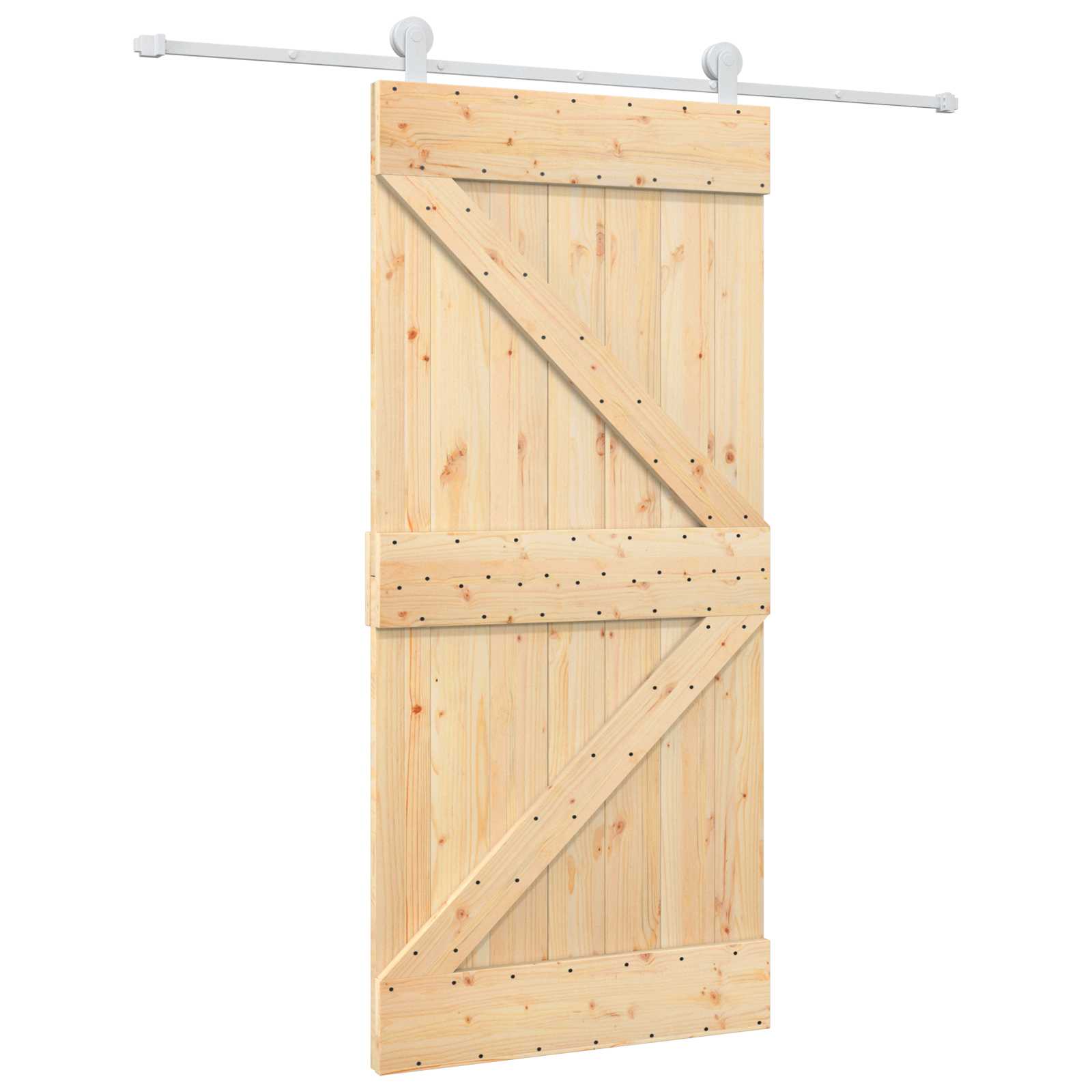Klizna vrata Prirodna i bijela 95 x 210 cm Čvrsta borovina