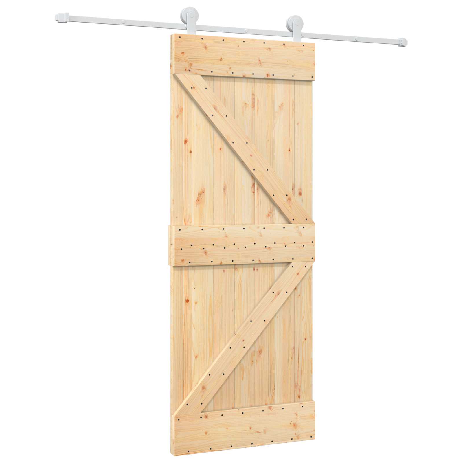 Klizna vrata Prirodna i bijela 80 x 210 cm Masivna borovina
