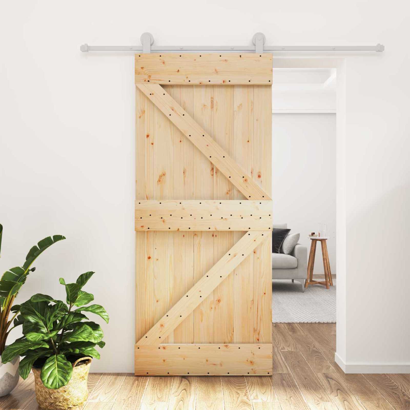 Klizna vrata Prirodna i bijela 90 x 210 cm Masivna borovina