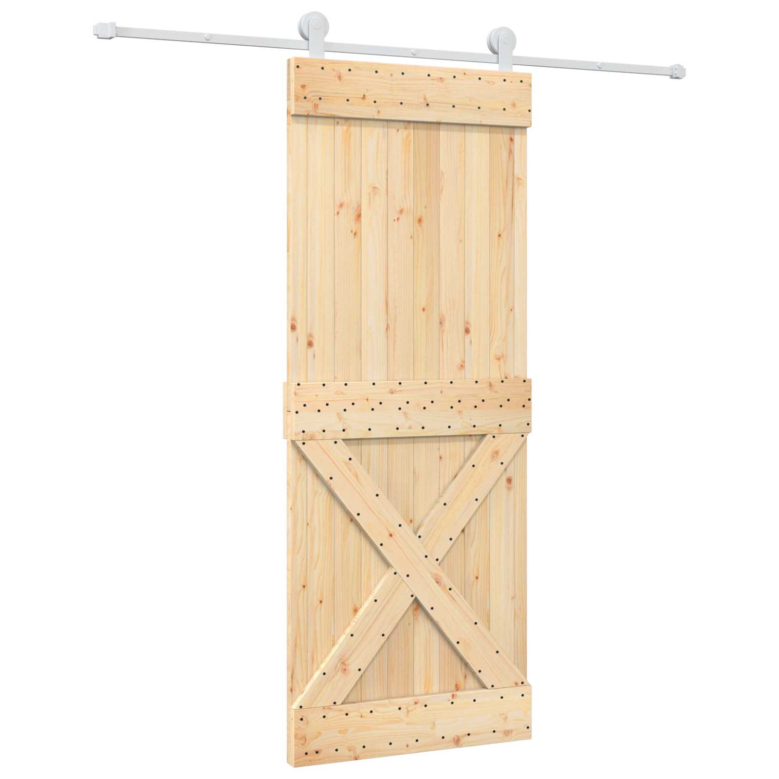 Klizna vrata Prirodna i bijela 80 x 210 cm Čvrsta borovina