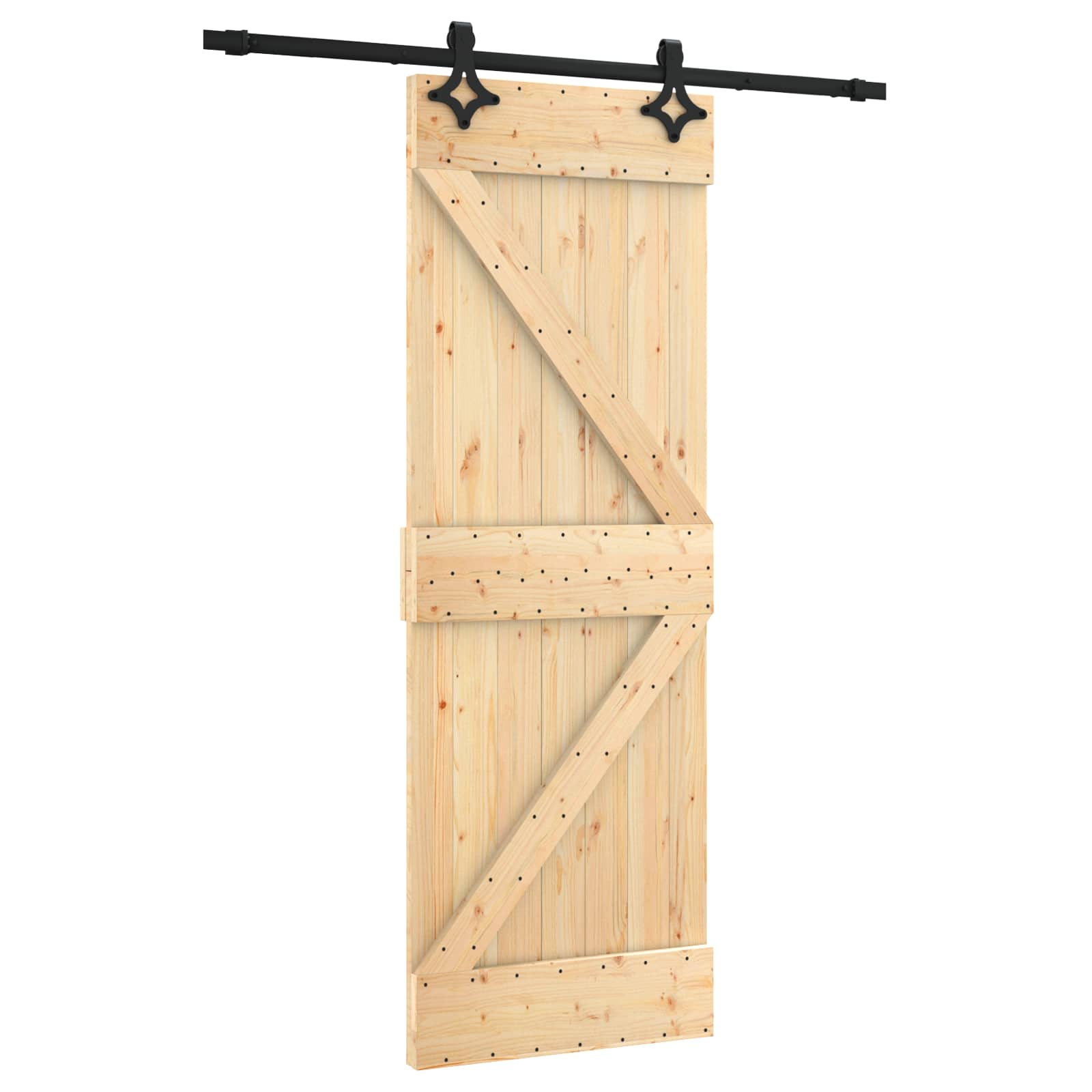 Klizna vrata Prirodna i crna 70 x 210 cm Čvrsta borovina