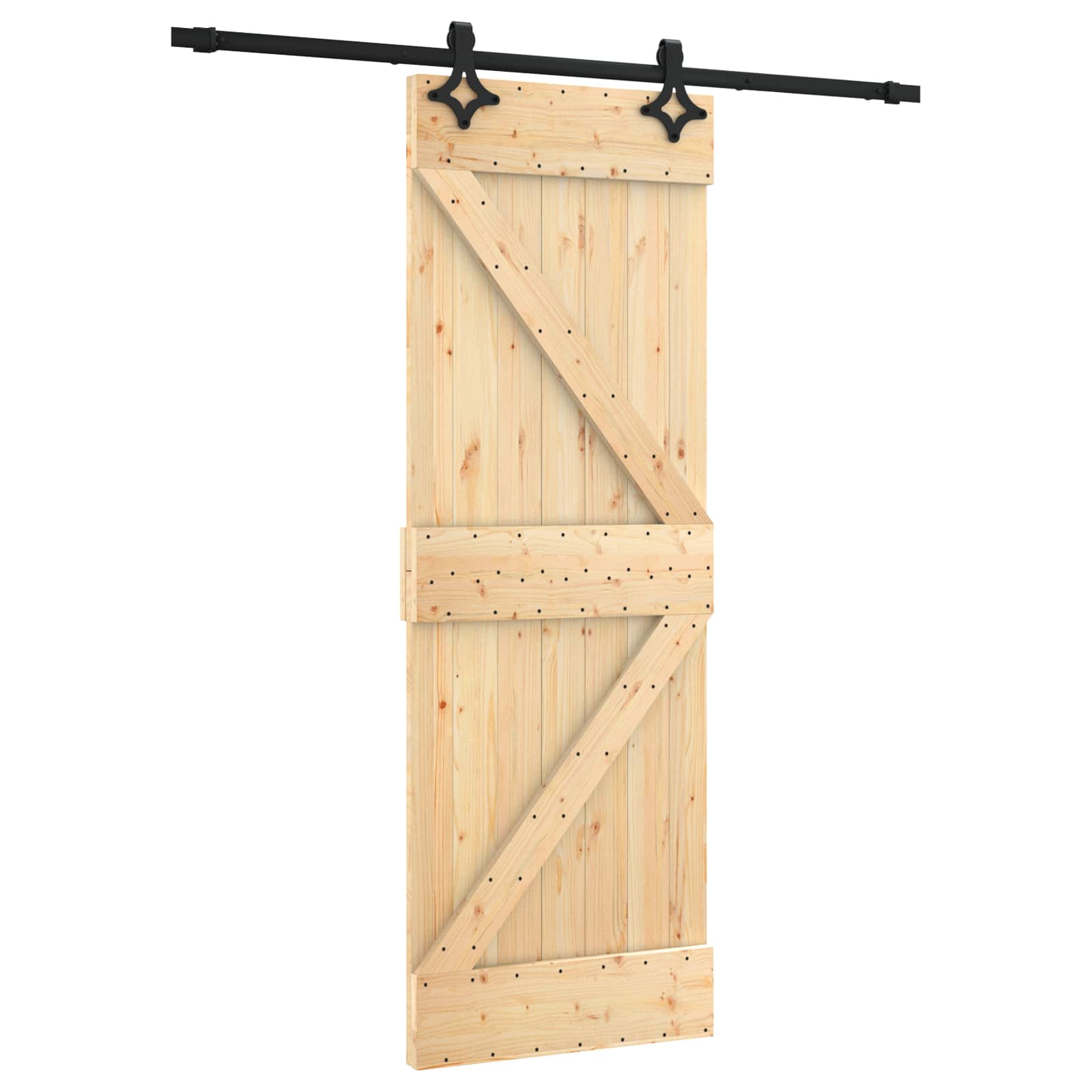 Klizna vrata Prirodna i crna 70 x 210 cm Čvrsta borovina