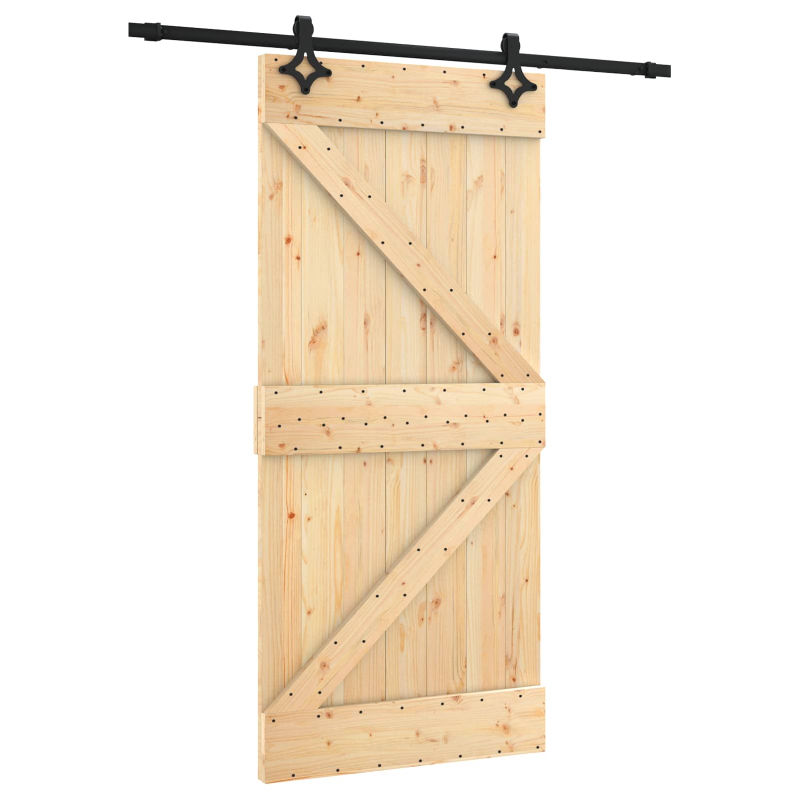 Klizna vrata Prirodna i crna 95 x 210 cm Čvrsta borovina