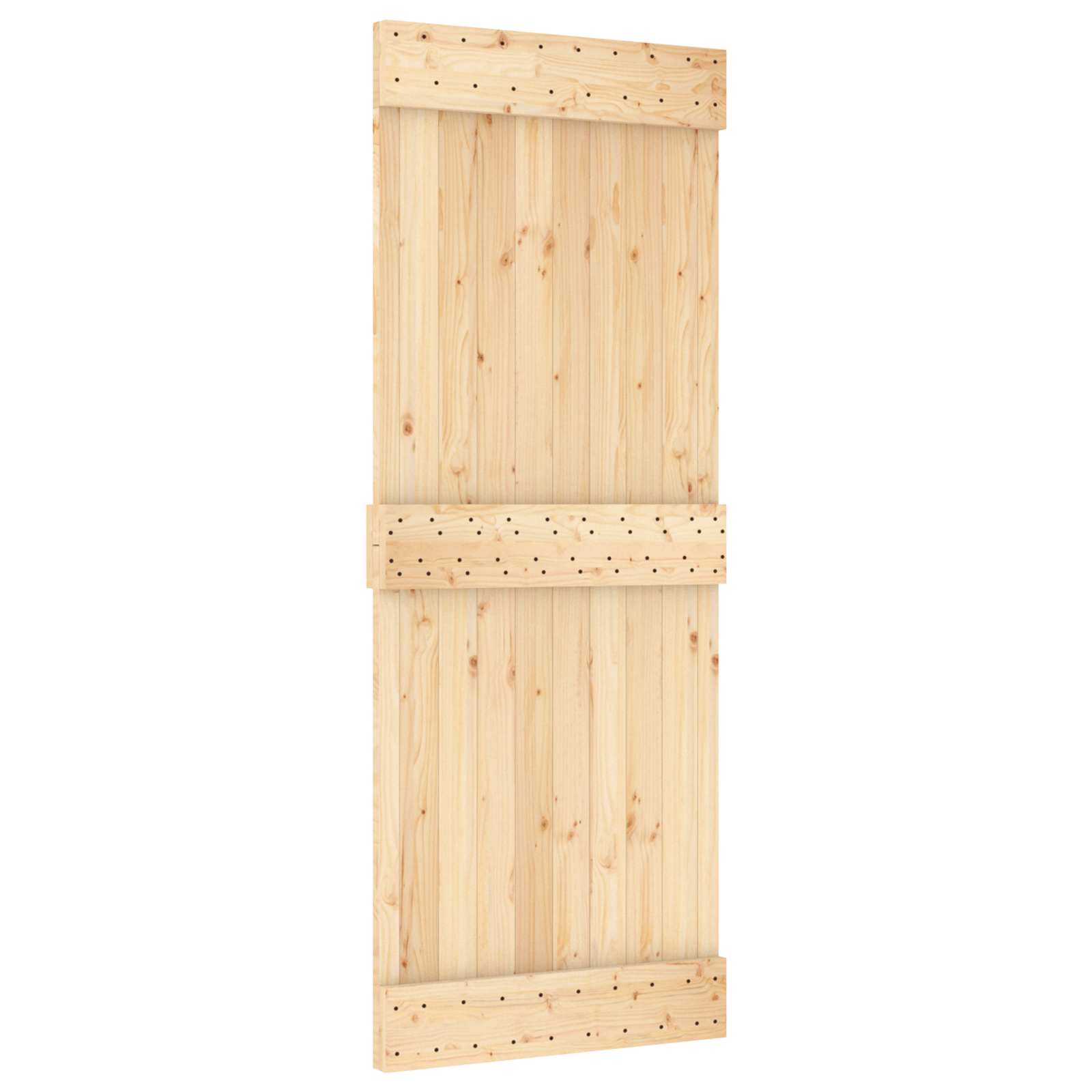 Klizna vrata Prirodna i crna 80 x 210 cm Čvrsta borovina