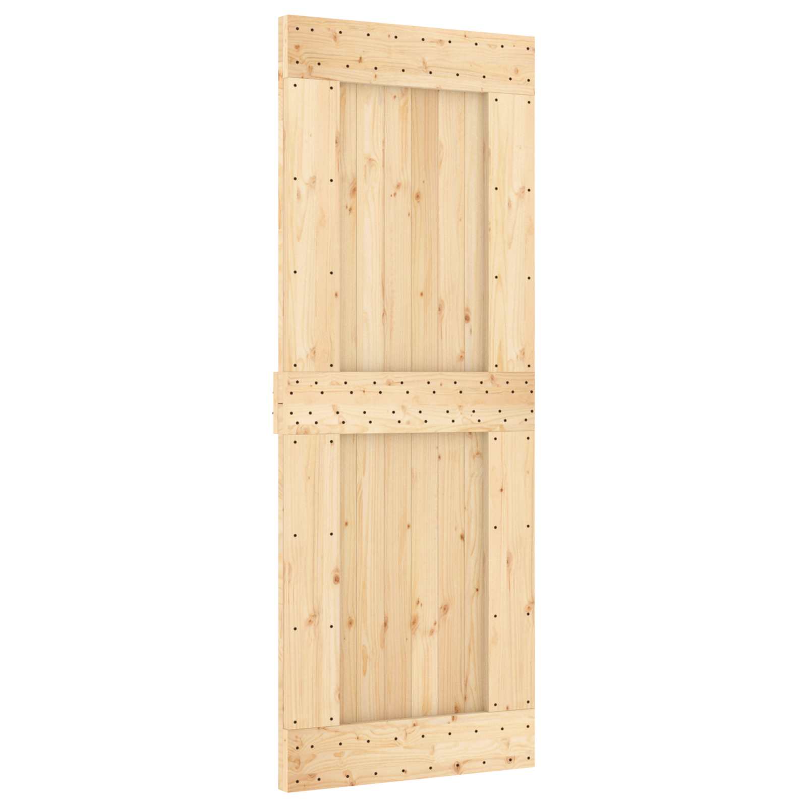 Klizna vrata Prirodna i crna 80 x 210 cm Čvrsta borovina