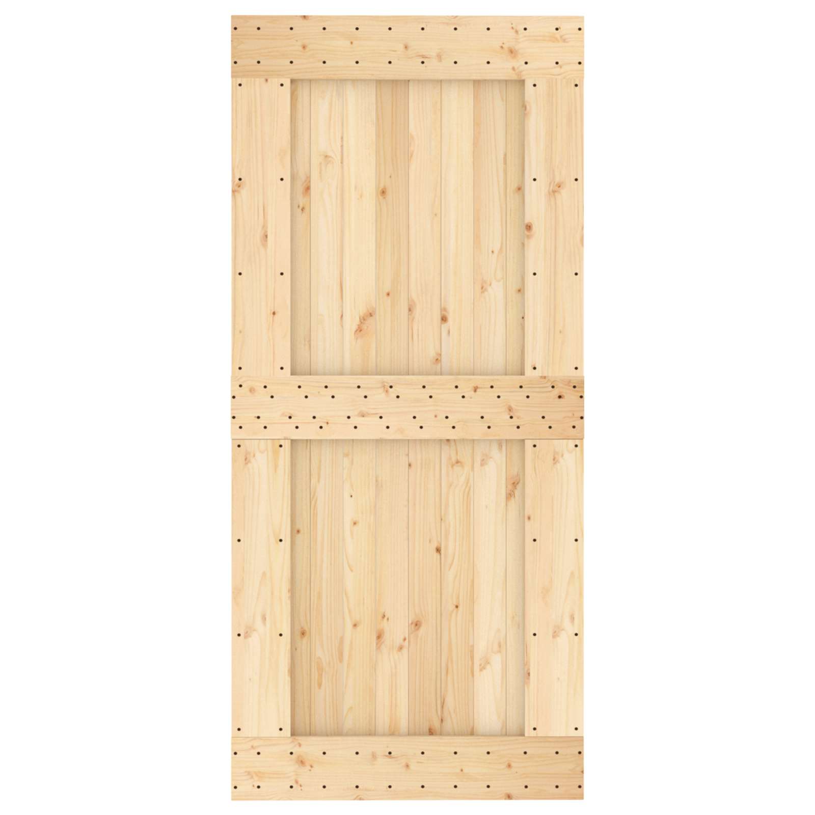 Klizna vrata Prirodna i crna 95 x 210 cm Čvrsta borovina