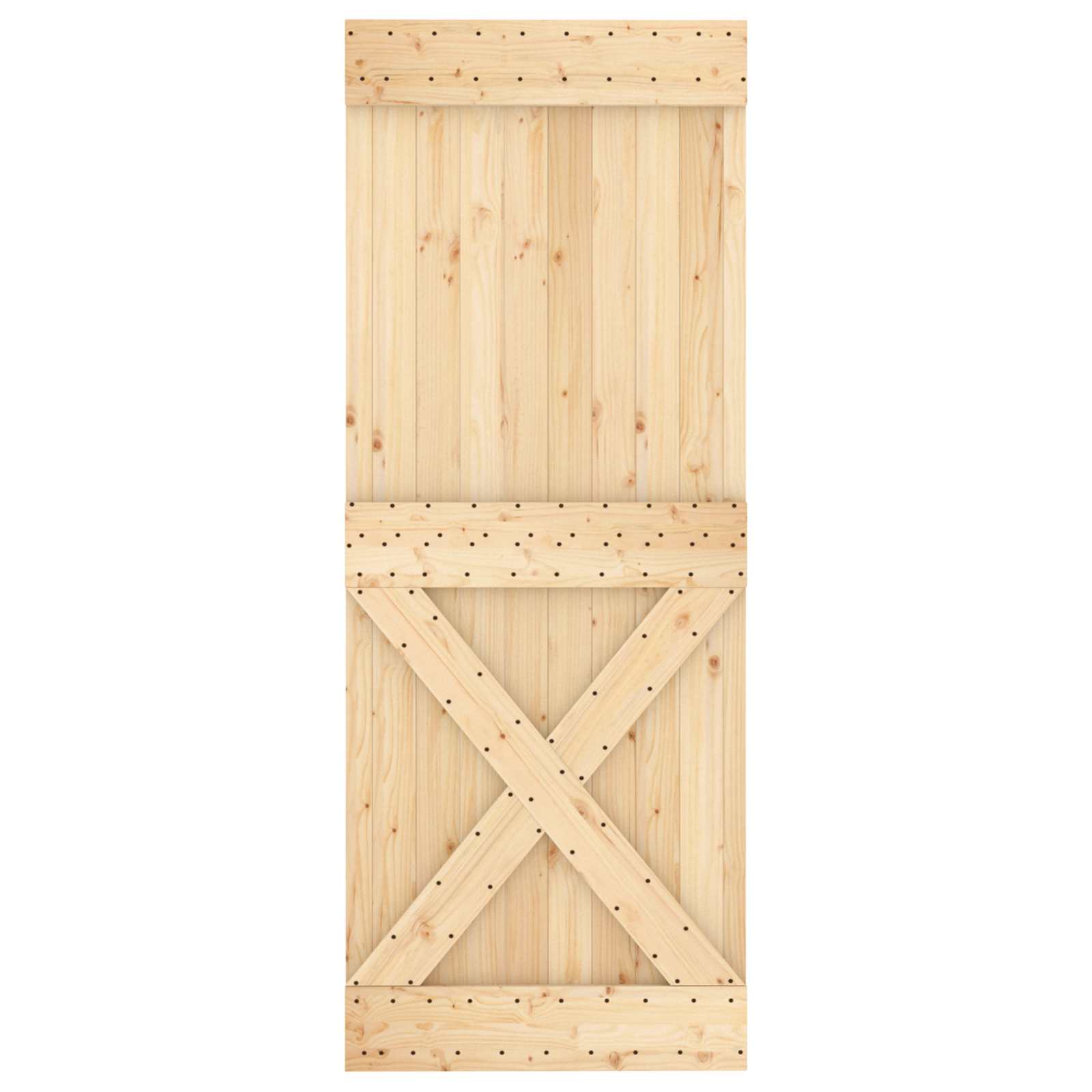 Klizna vrata Prirodna i crna 80 x 210 cm Čvrsta borovina