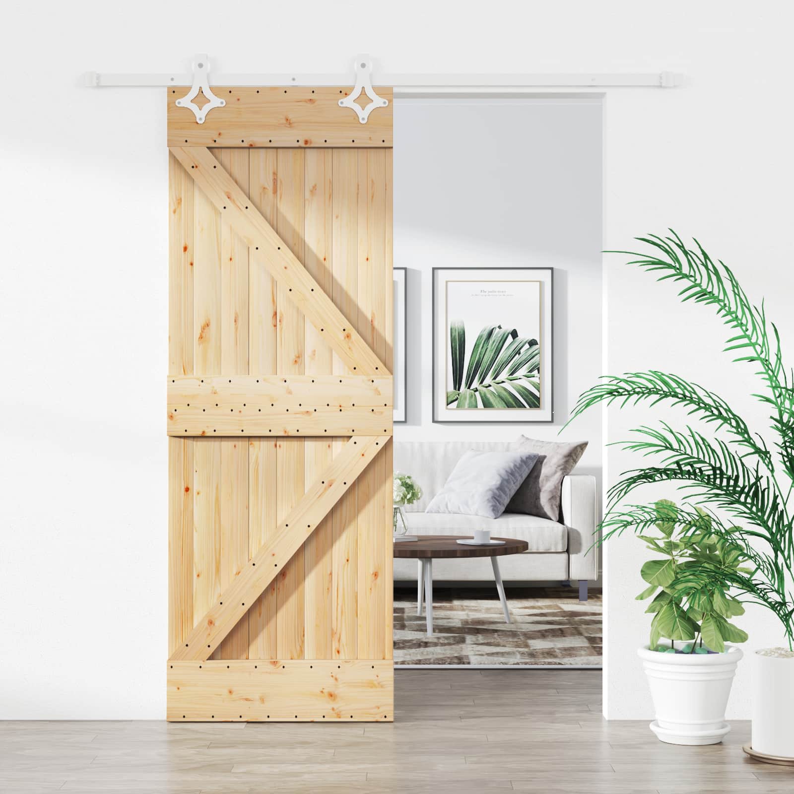 Klizna vrata Prirodna i bijela 80 x 210 cm Masivna borovina