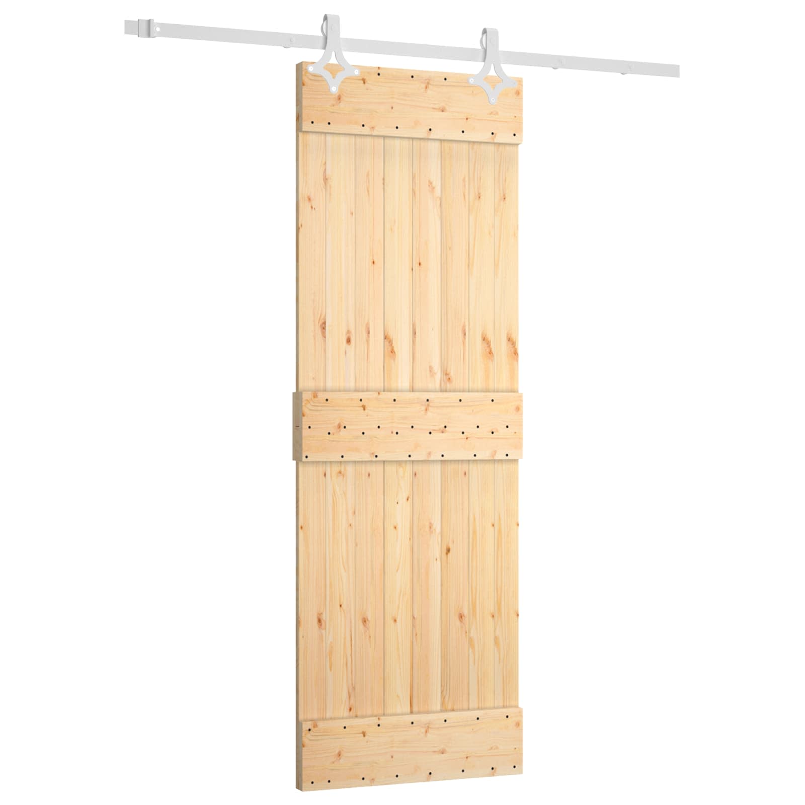 Klizna vrata Prirodna i bijela 70 x 210 cm Čvrsta borovina