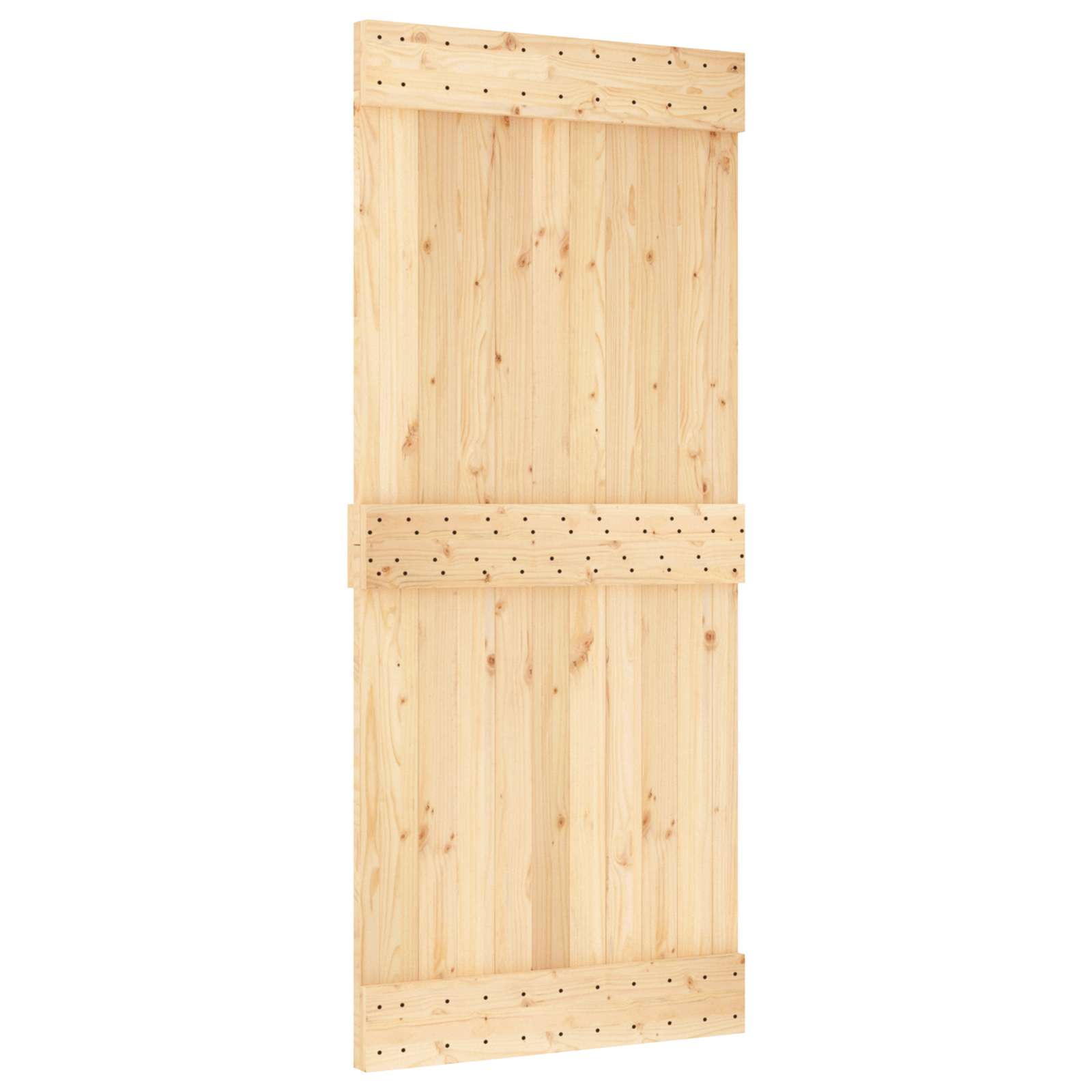 Klizna vrata Prirodna i bijela 90 x 210 cm Čvrsta borovina