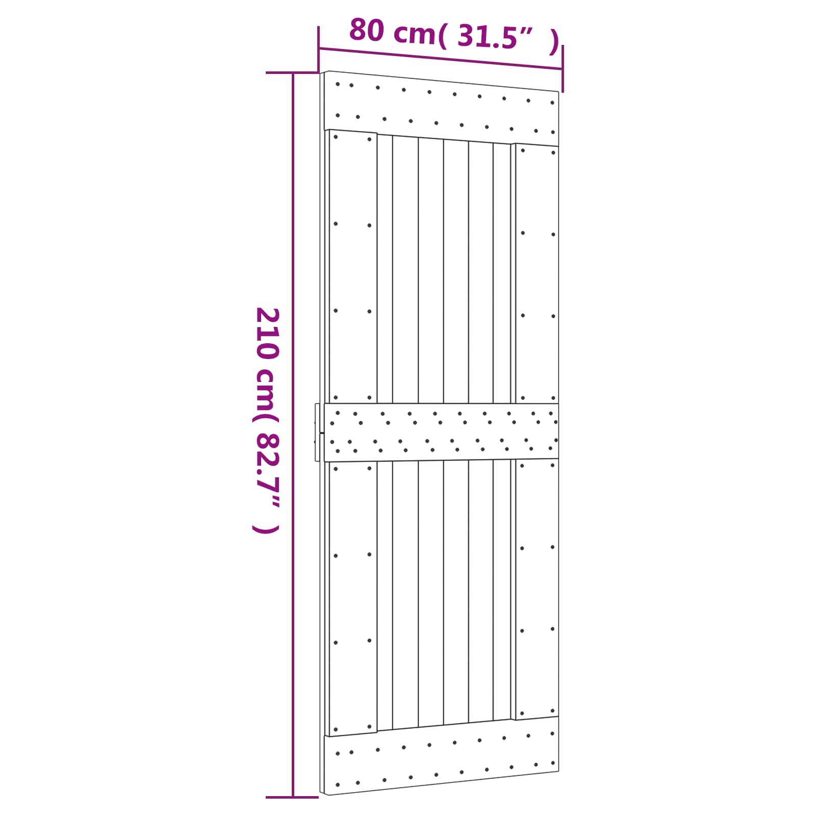 Klizna vrata Prirodna i bijela 80 x 210 cm Čvrsta borovina