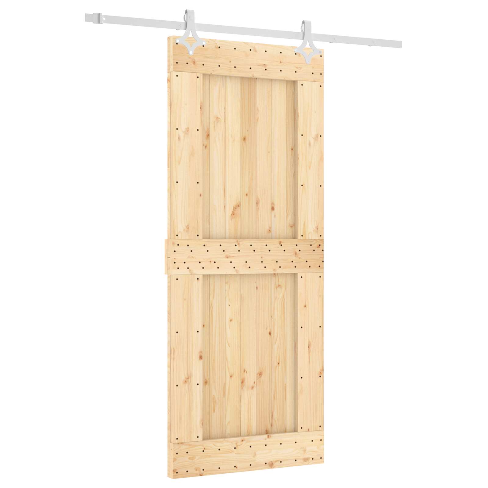 Klizna vrata Prirodna i bijela 85 x 210 cm Čvrsta borovina