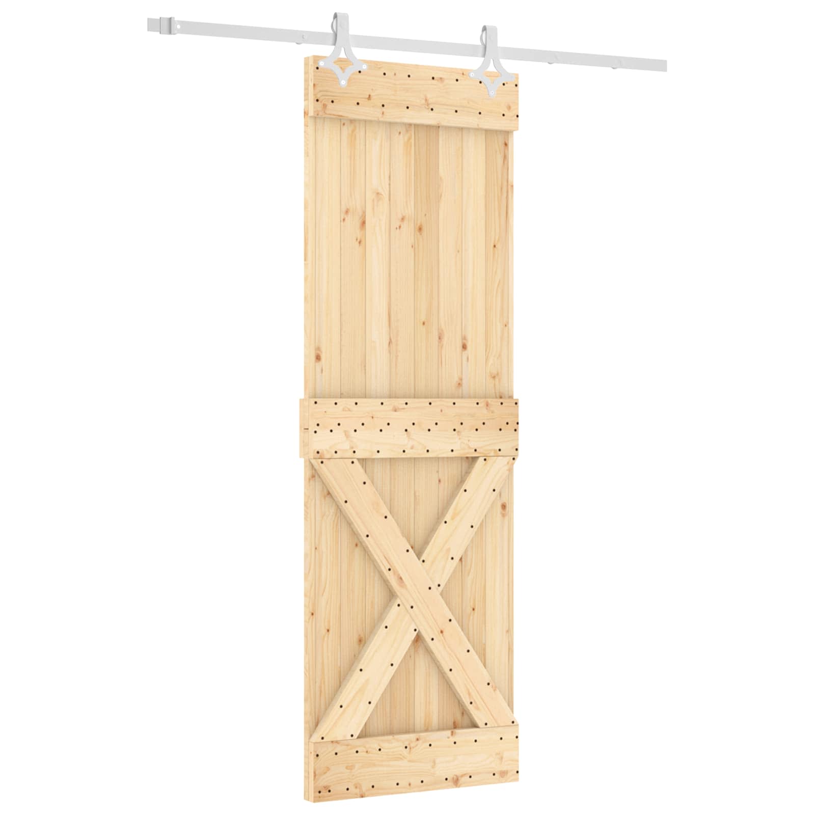 Klizna vrata Prirodna i bijela 70 x 210 cm Čvrsta borovina