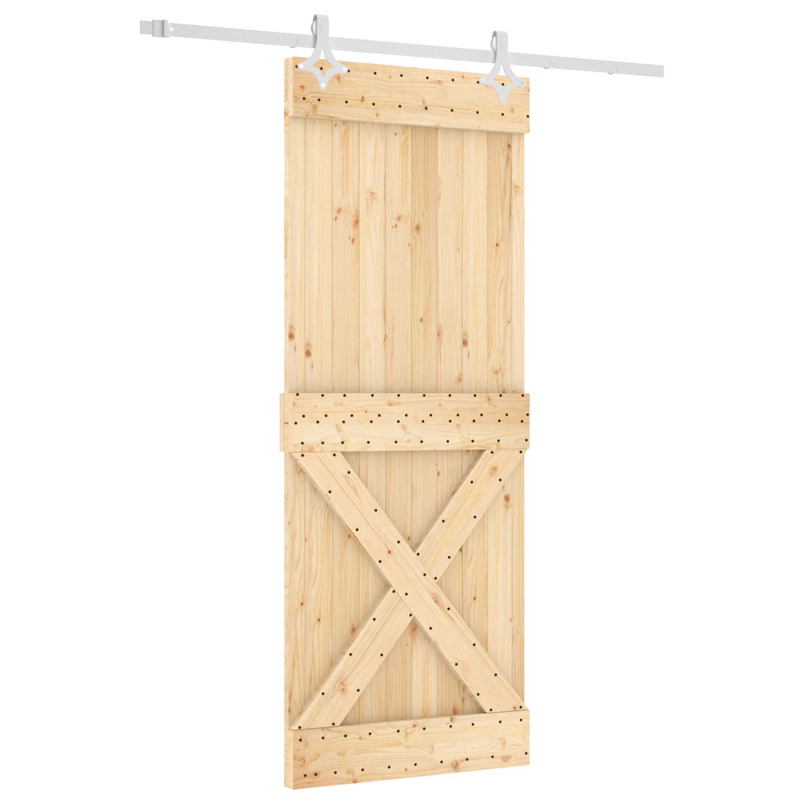 Klizna vrata Prirodna i bijela 80 x 210 cm Čvrsta borovina