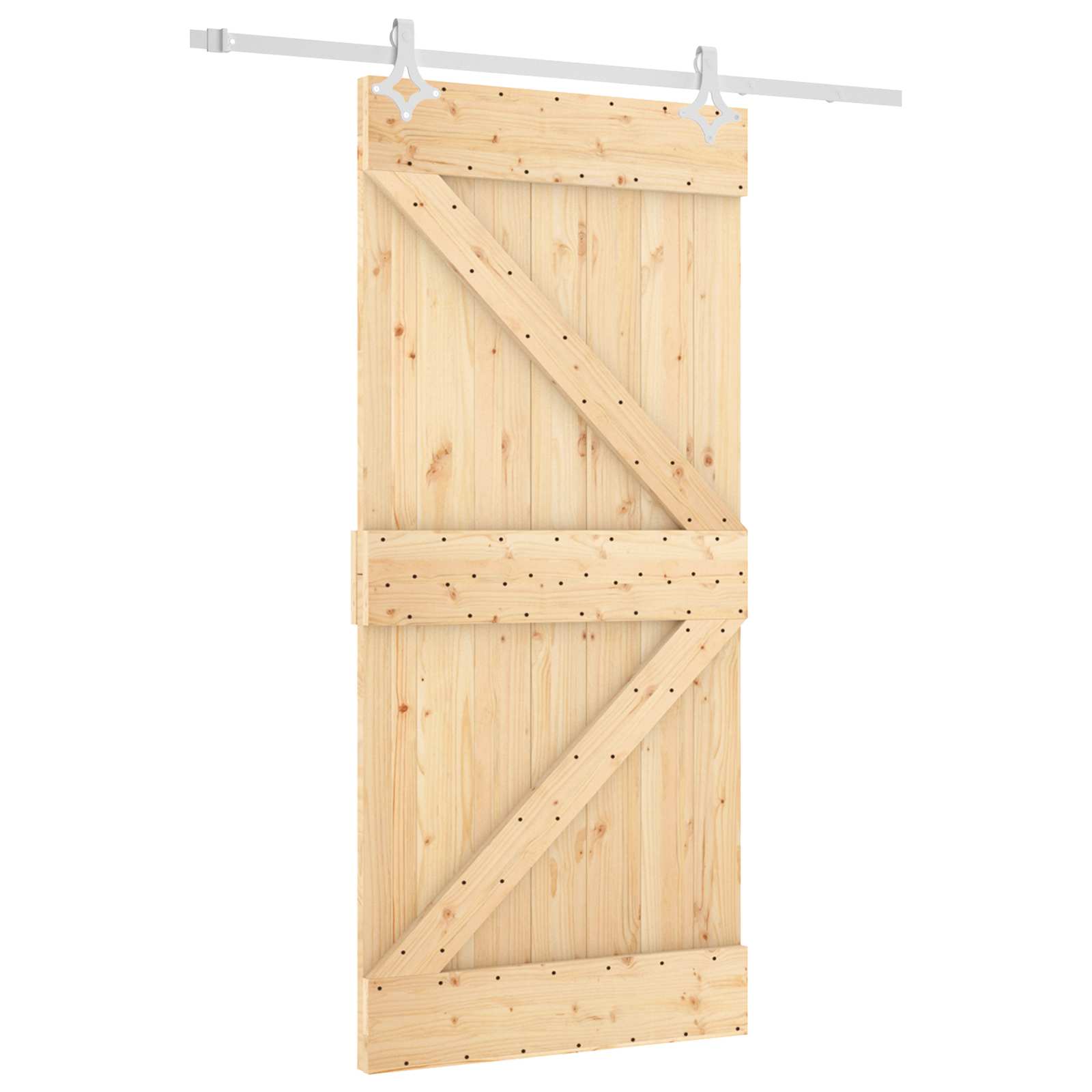 Klizna vrata Prirodna i bijela 95 x 210 cm Čvrsta borovina
