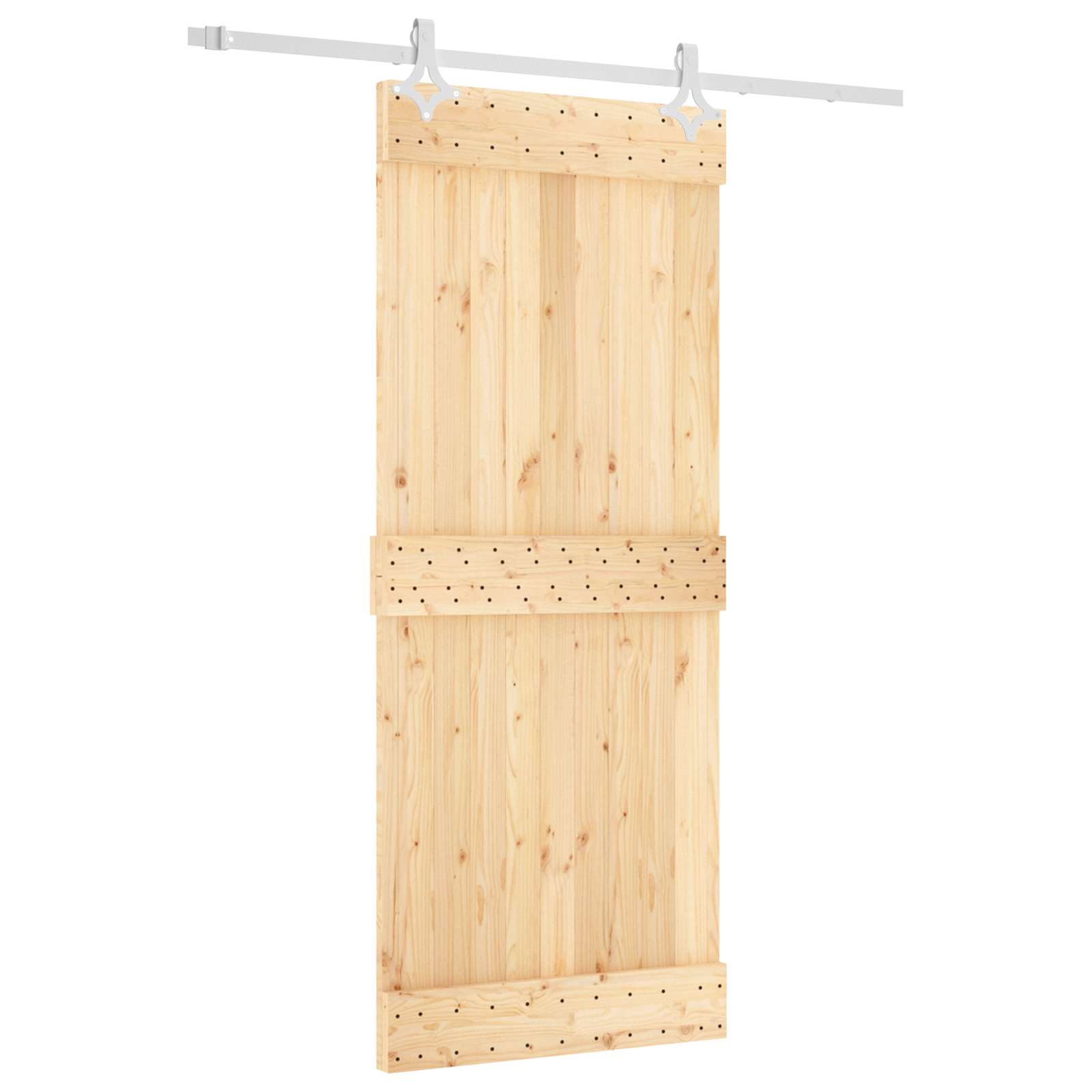 Klizna vrata Prirodna i bijela 85 x 210 cm Čvrsta borovina