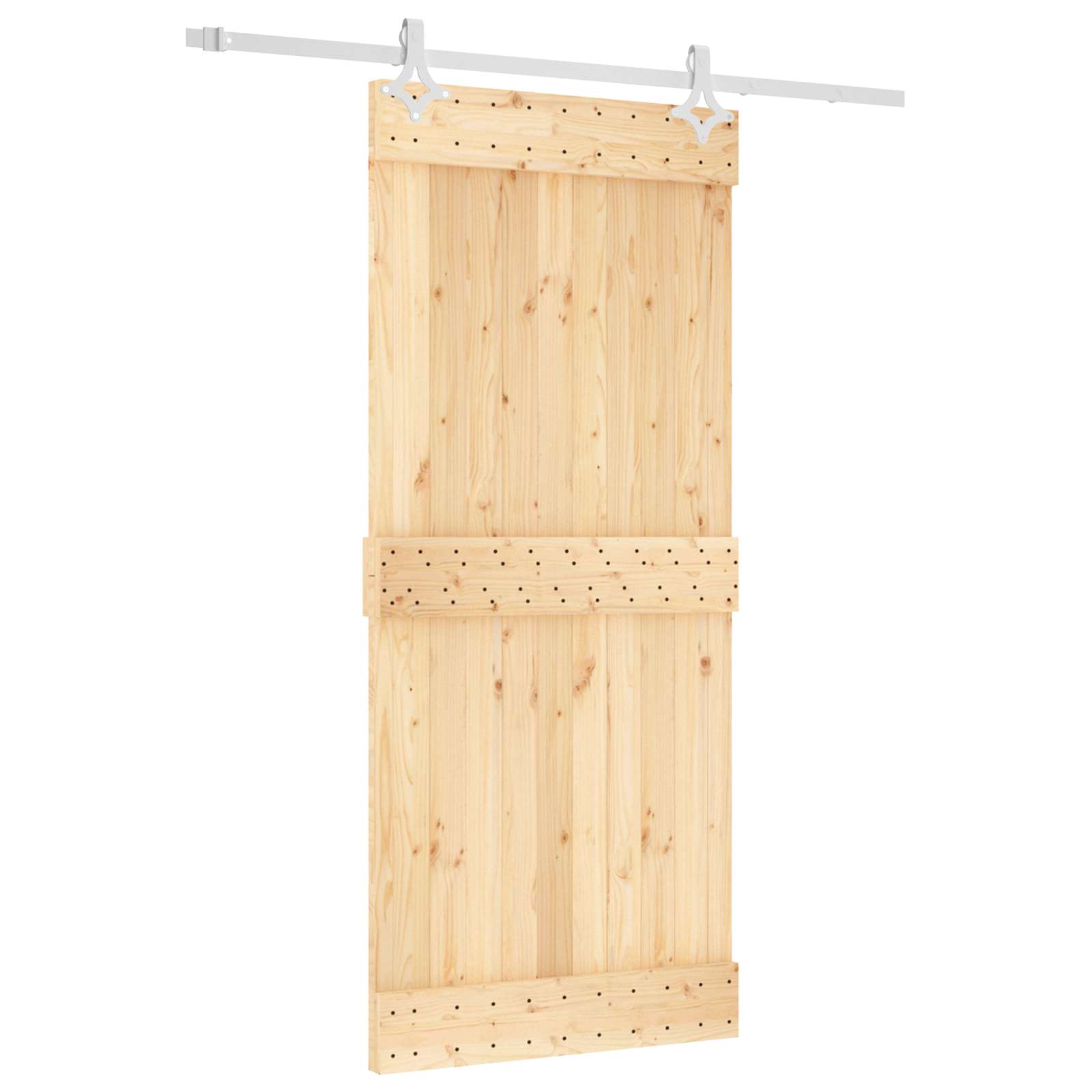 Klizna vrata Prirodna i bijela 90 x 210 cm Čvrsta borovina