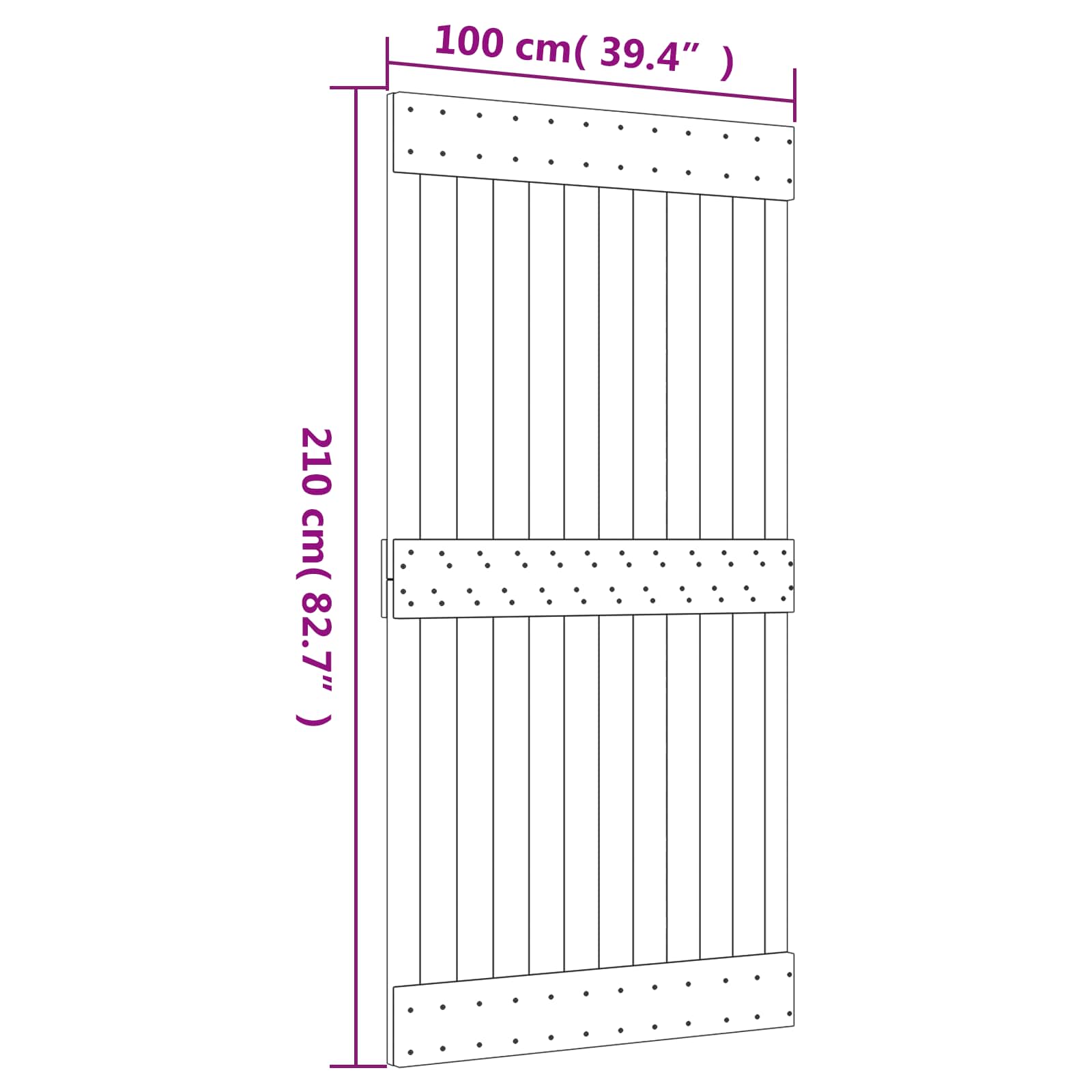 Klizna vrata Prirodna i bijela 100 x 210 cm Čvrsta borovina