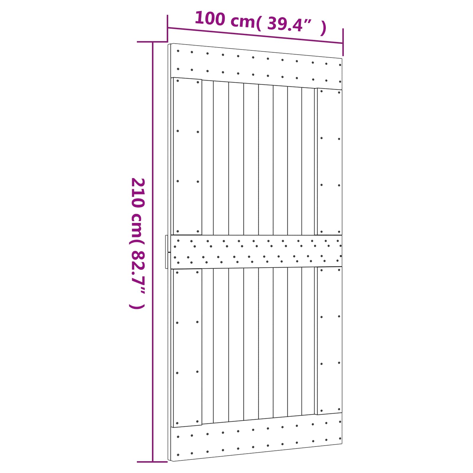 Klizna vrata Prirodna i bijela 100 x 210 cm Čvrsta borovina