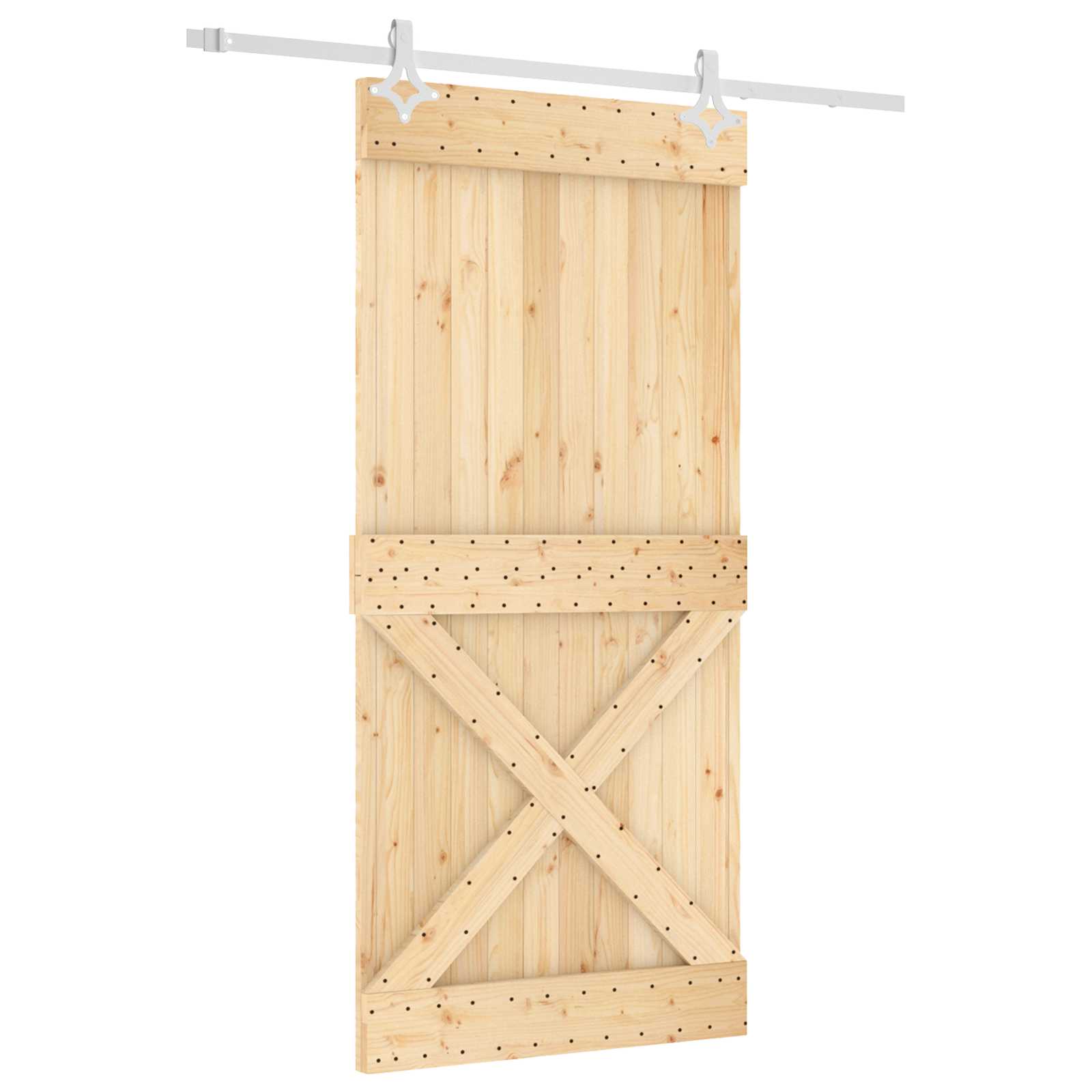 Klizna vrata Prirodna i bijela 95 x 210 cm Čvrsta borovina