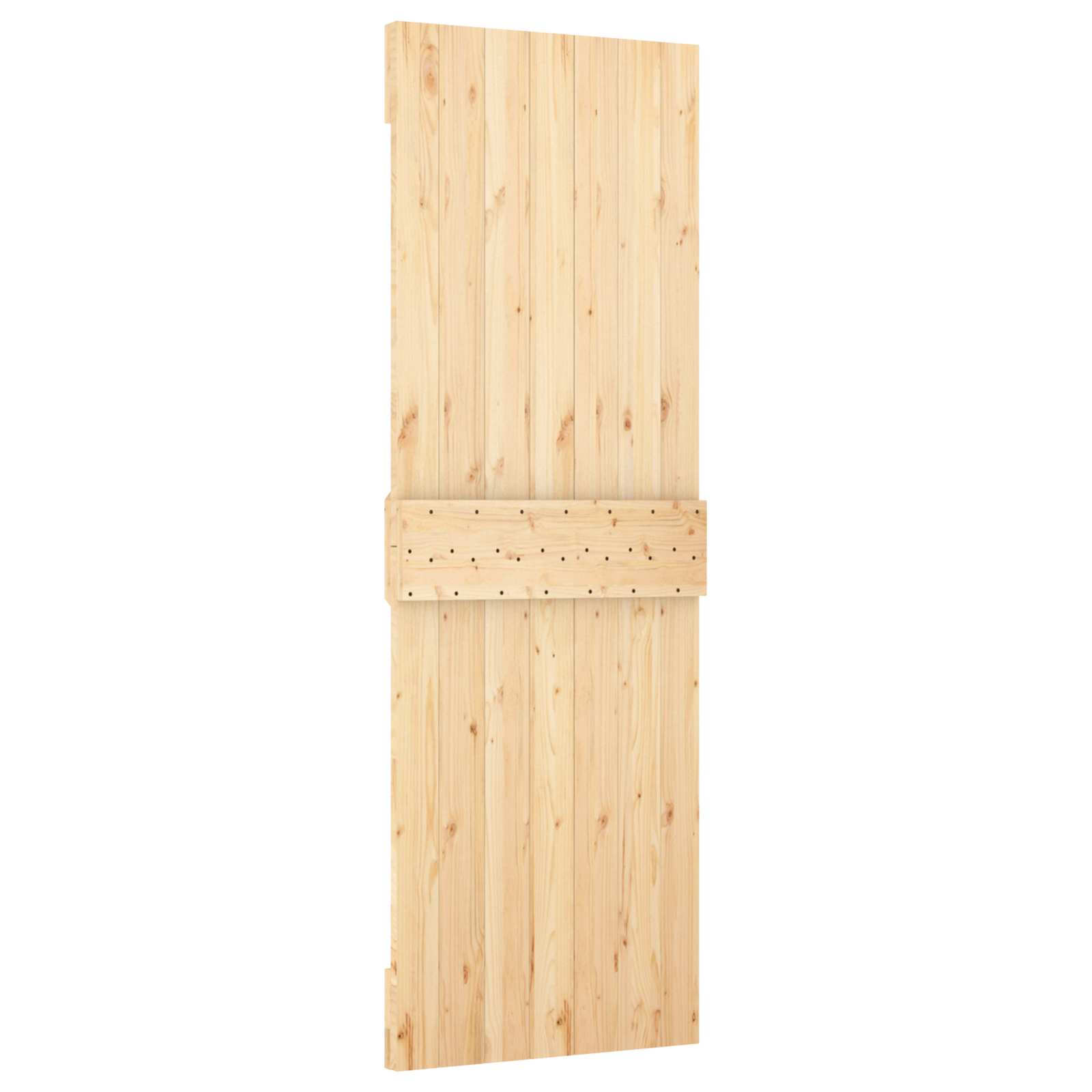 Klizna vrata Prirodna i crna 70 x 210 cm Čvrsta borovina