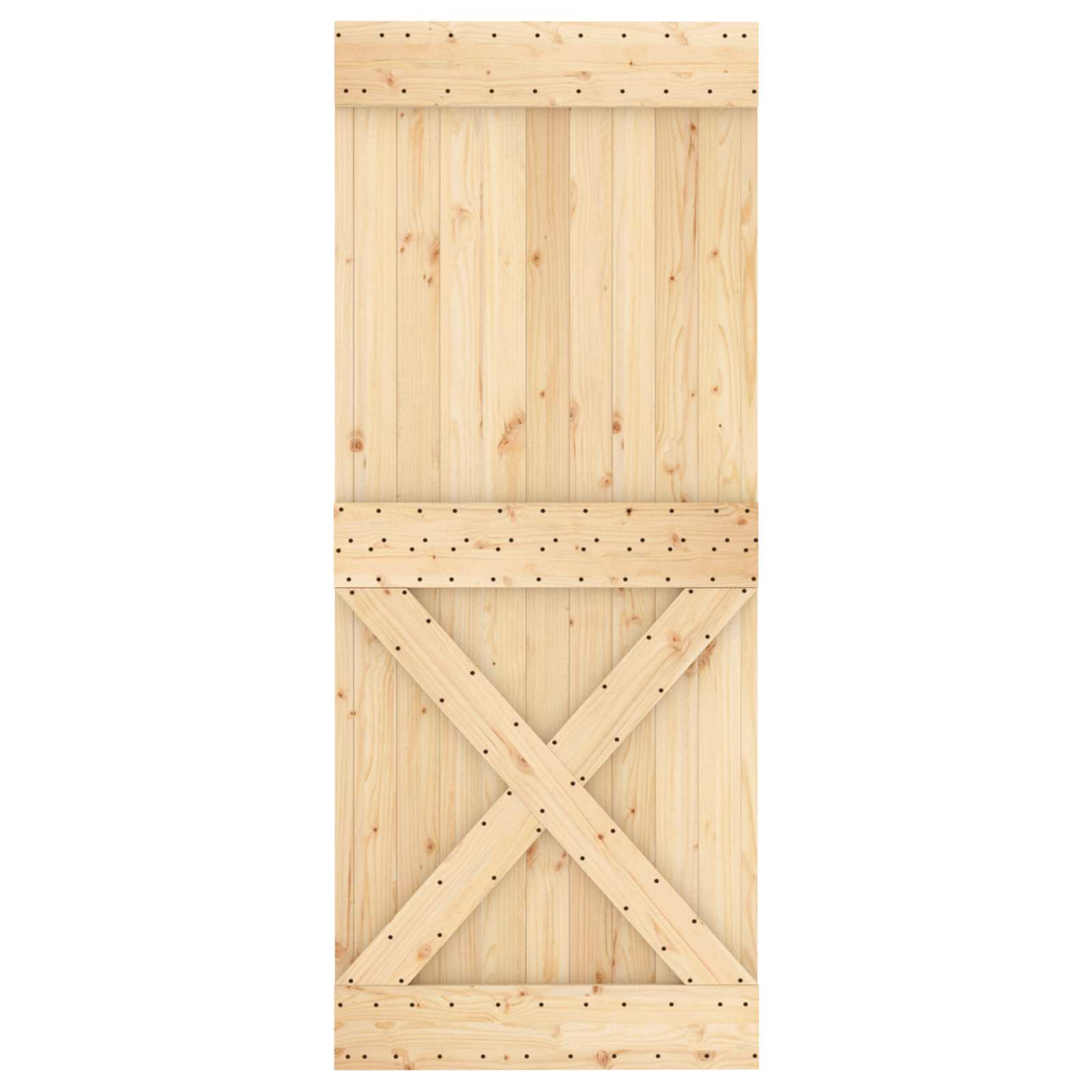 Klizna vrata Prirodna i crna 80 x 210 cm Čvrsta borovina